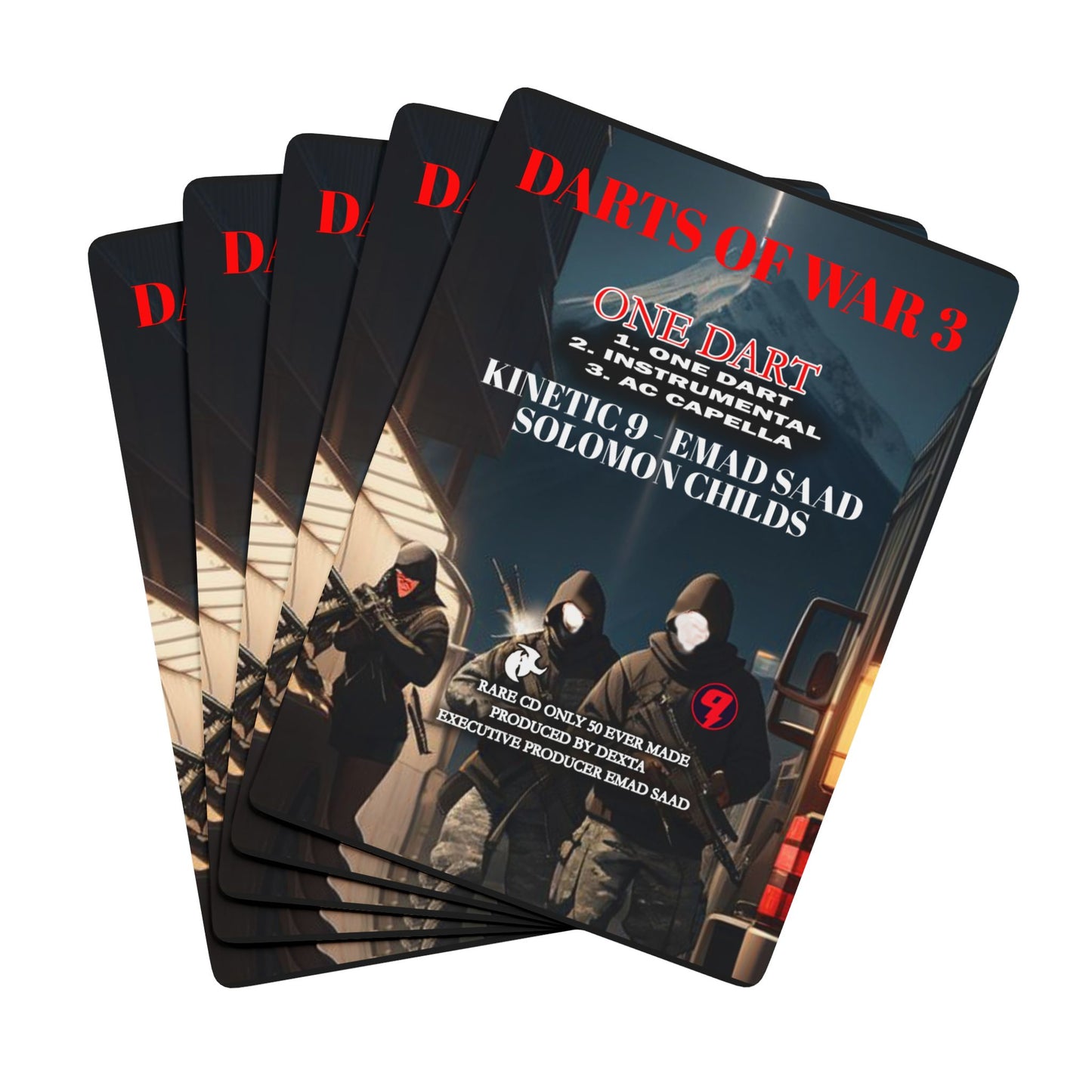 Darts of War 3 Playing Cards - Elegant Design with Ace of Spades & Darts of War Theme