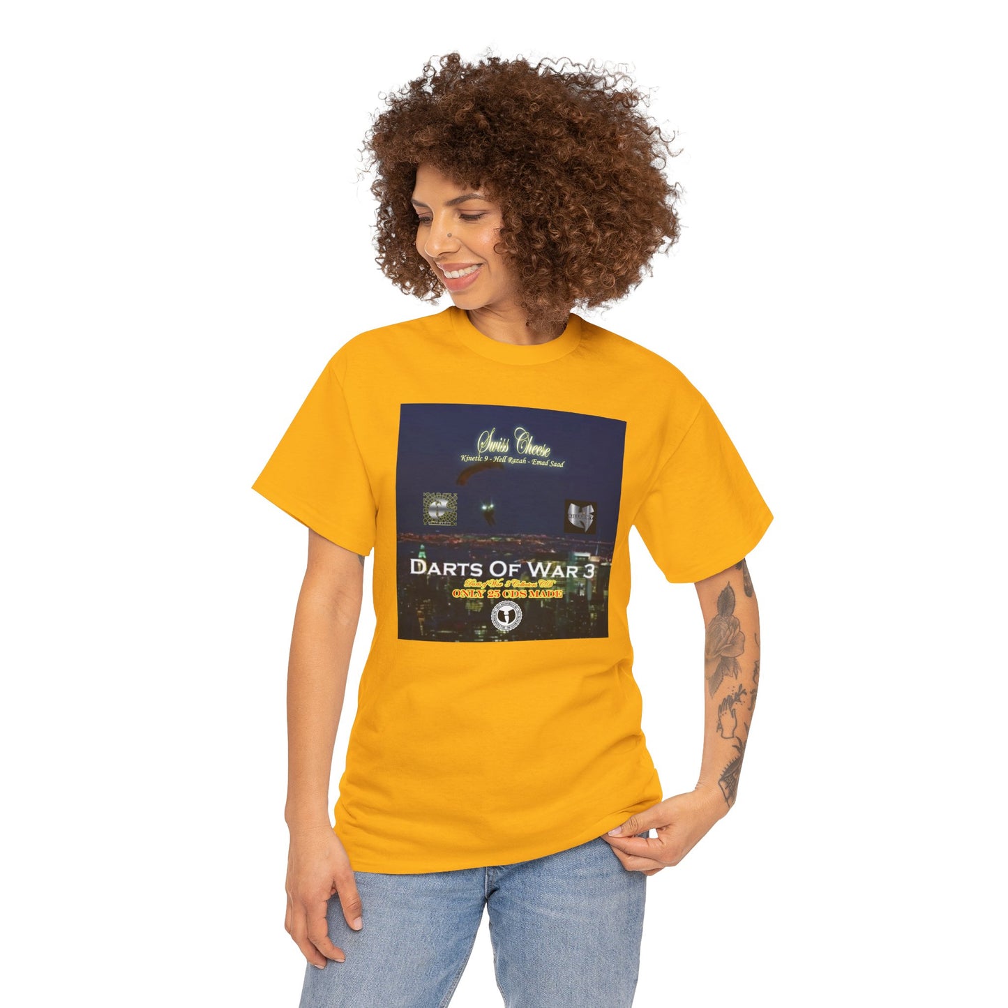 Darts of War 3 T-Shirt, Unisex Cotton Tee, Swiss CheeseHell Razah Kinetic 9