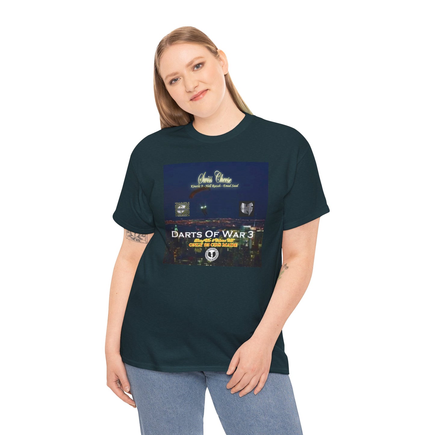 Darts of War 3 T-Shirt, Unisex Cotton Tee, Swiss CheeseHell Razah Kinetic 9