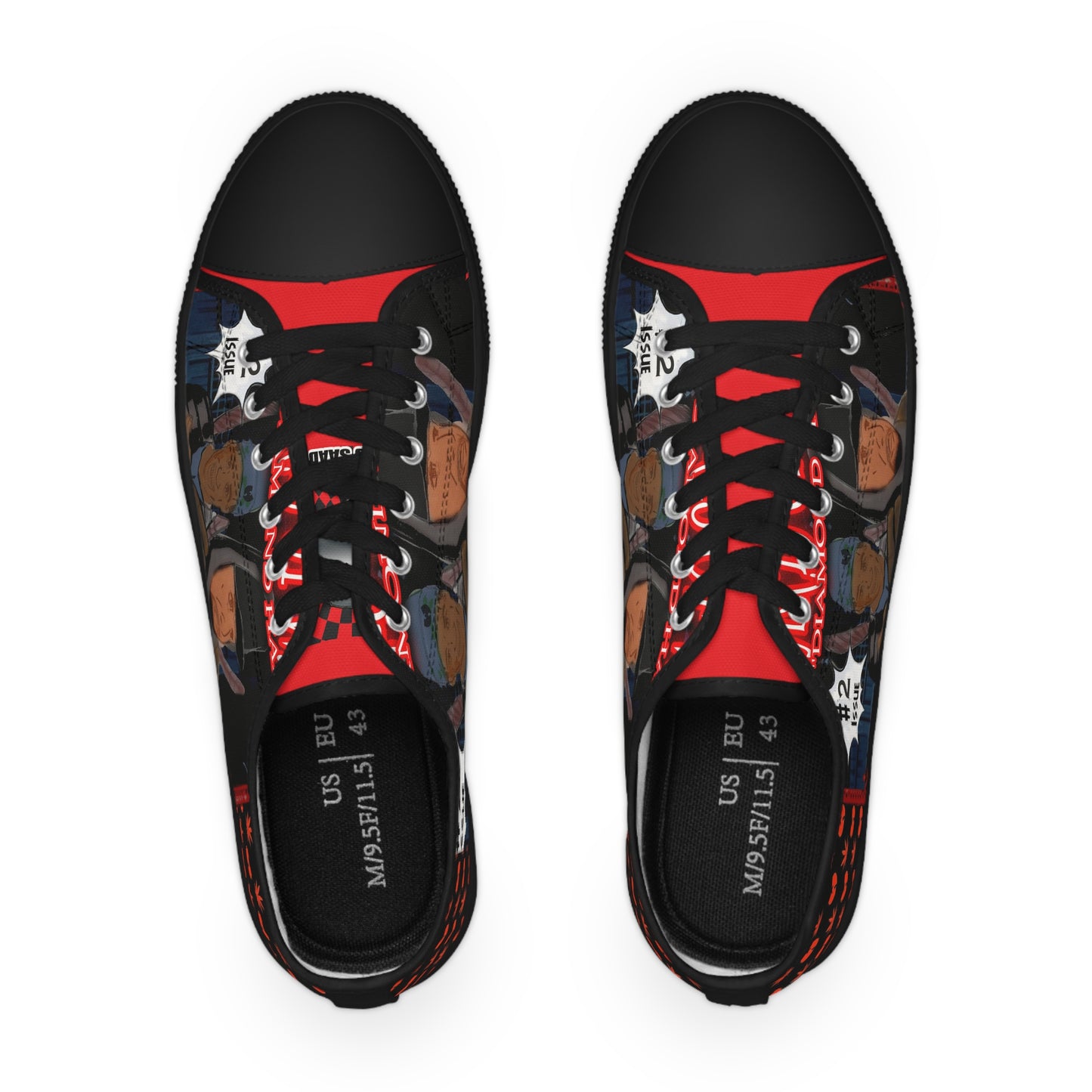 Darts of War 2 Vibrant Men's Low Top Sneakers with Urban Artwork