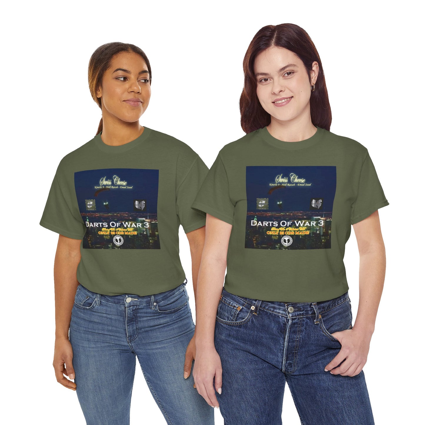 Darts of War 3 T-Shirt, Unisex Cotton Tee, Swiss CheeseHell Razah Kinetic 9