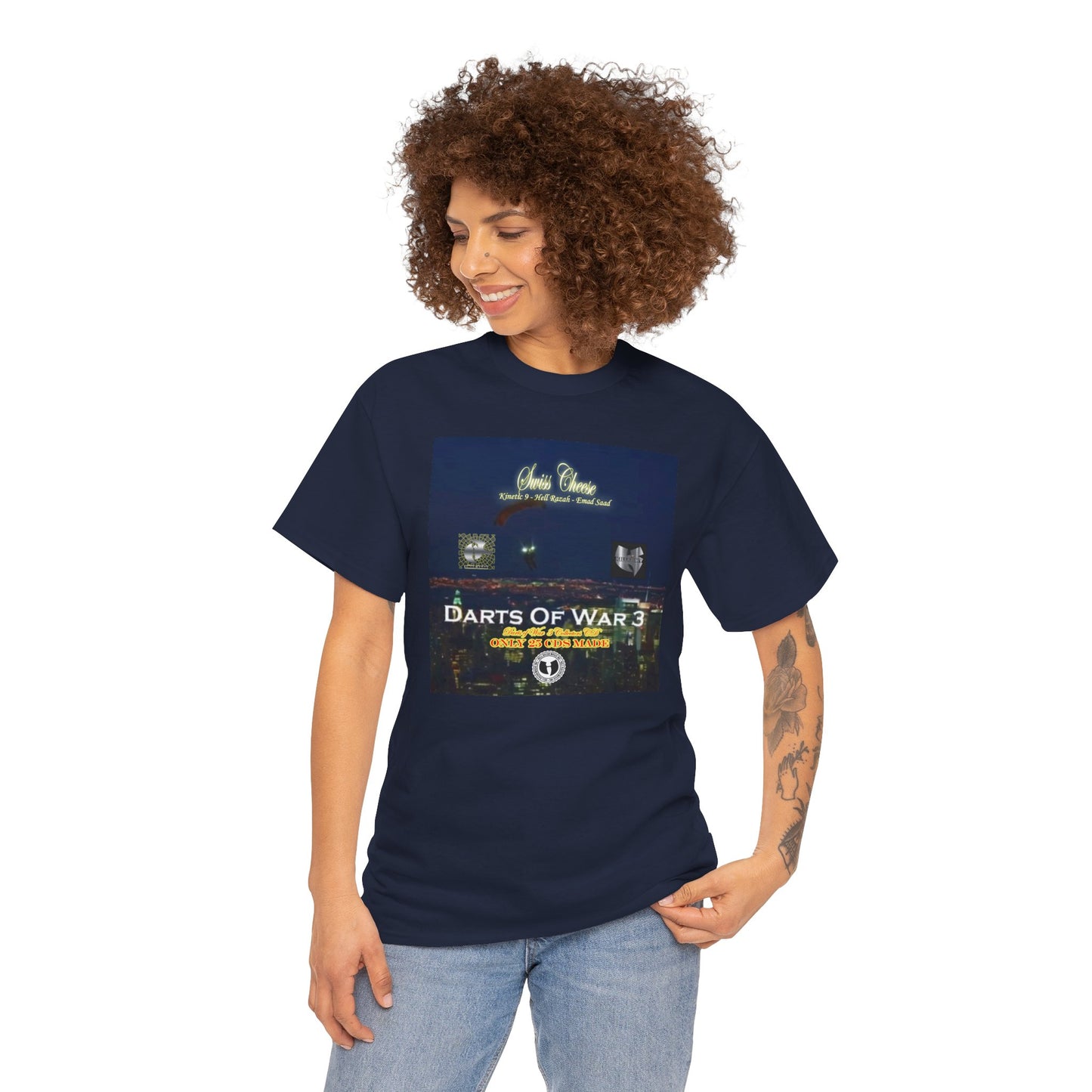 Darts of War 3 T-Shirt, Unisex Cotton Tee, Swiss CheeseHell Razah Kinetic 9