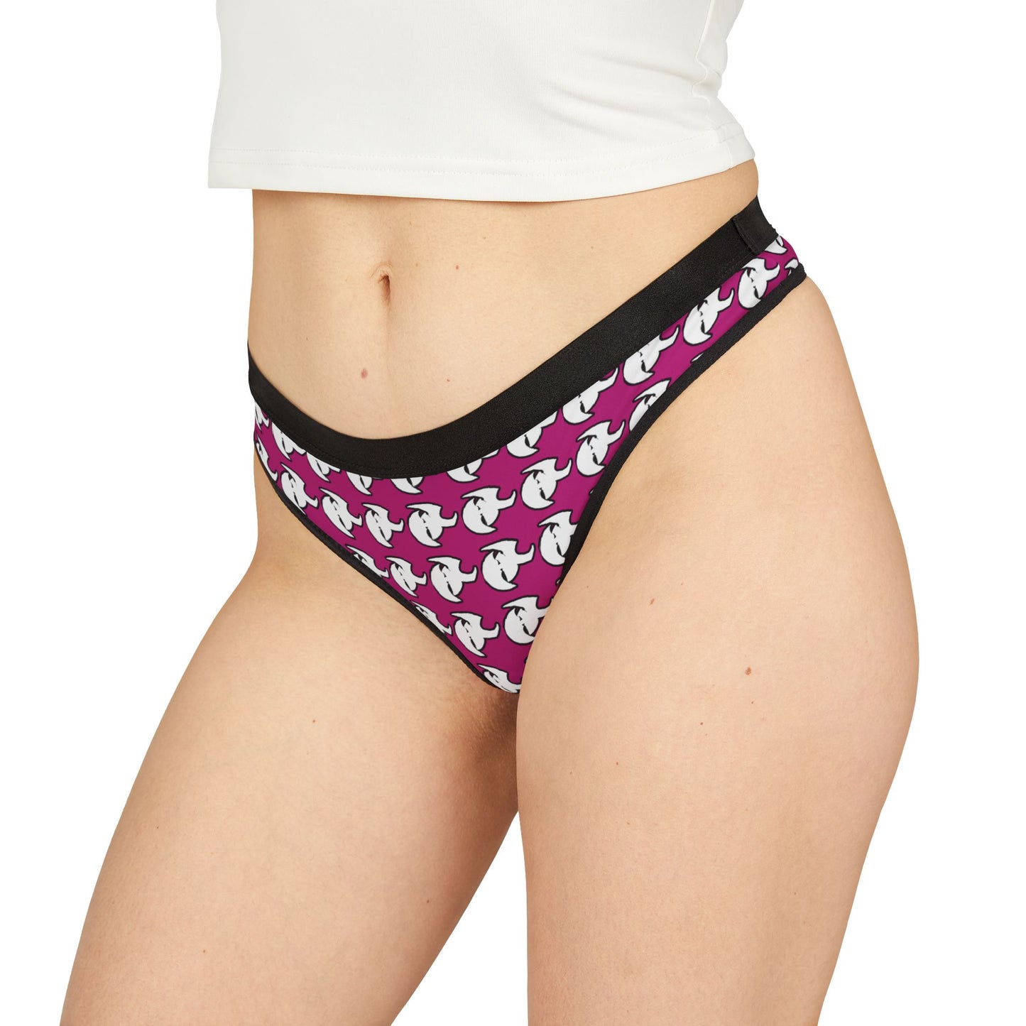 HK logo Playful Ghost Print Women's Thongs - Fun & Flirty Lingerie