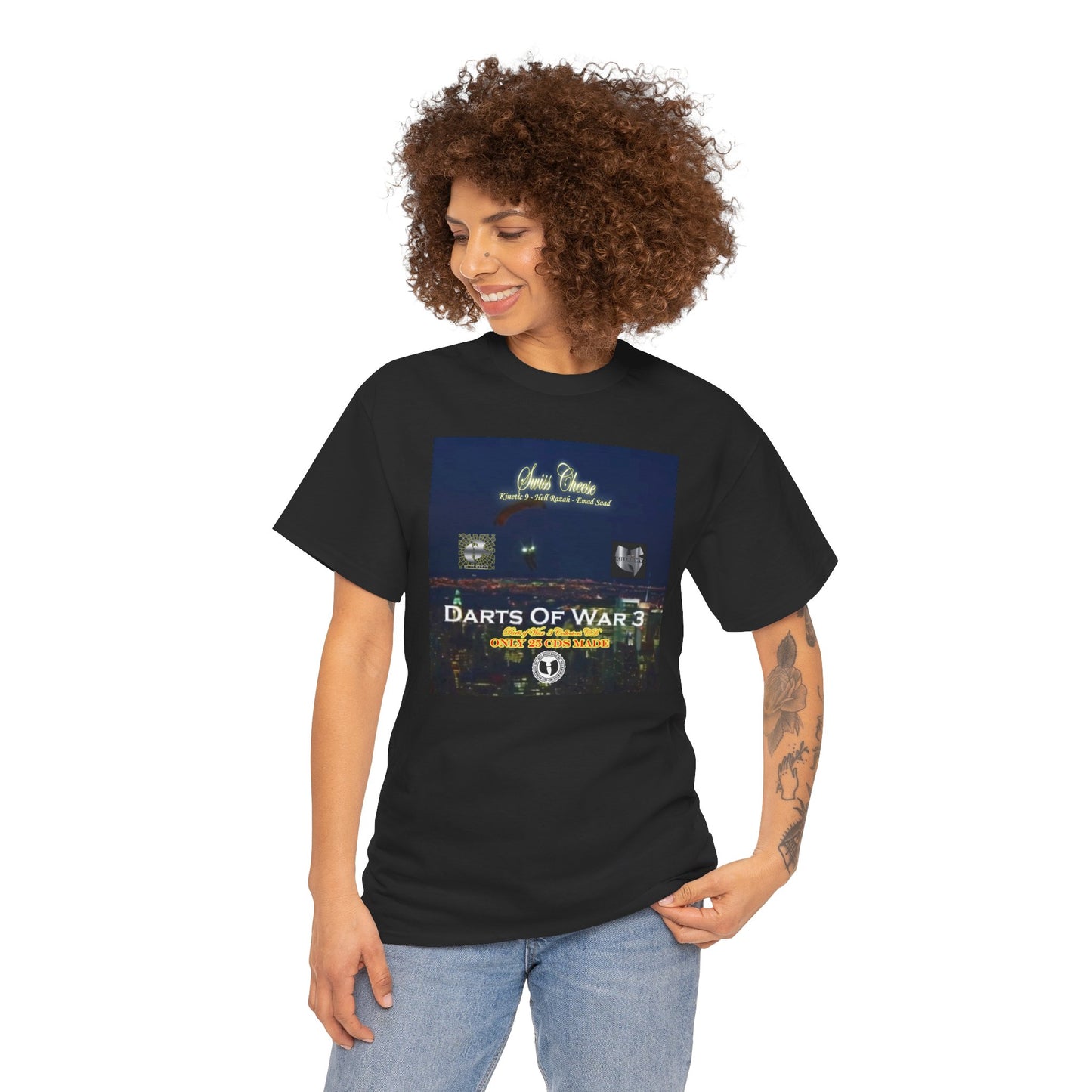 Darts of War 3 T-Shirt, Unisex Cotton Tee, Swiss CheeseHell Razah Kinetic 9