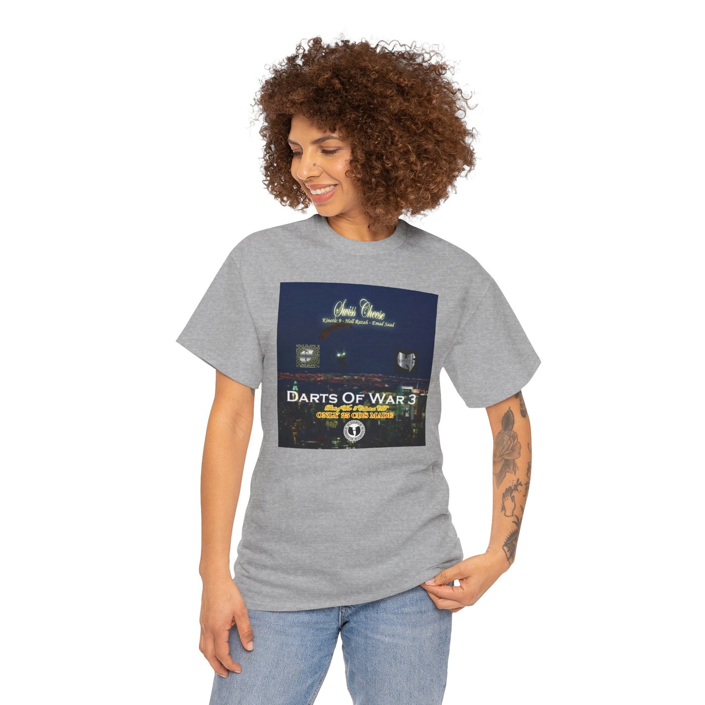 Darts of War 3 T-Shirt, Unisex Cotton Tee, Swiss CheeseHell Razah Kinetic 9