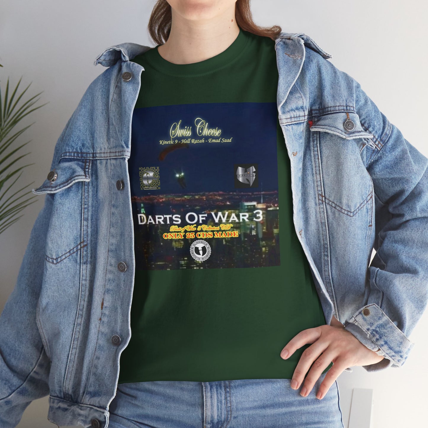 Darts of War 3 T-Shirt, Unisex Cotton Tee, Swiss CheeseHell Razah Kinetic 9