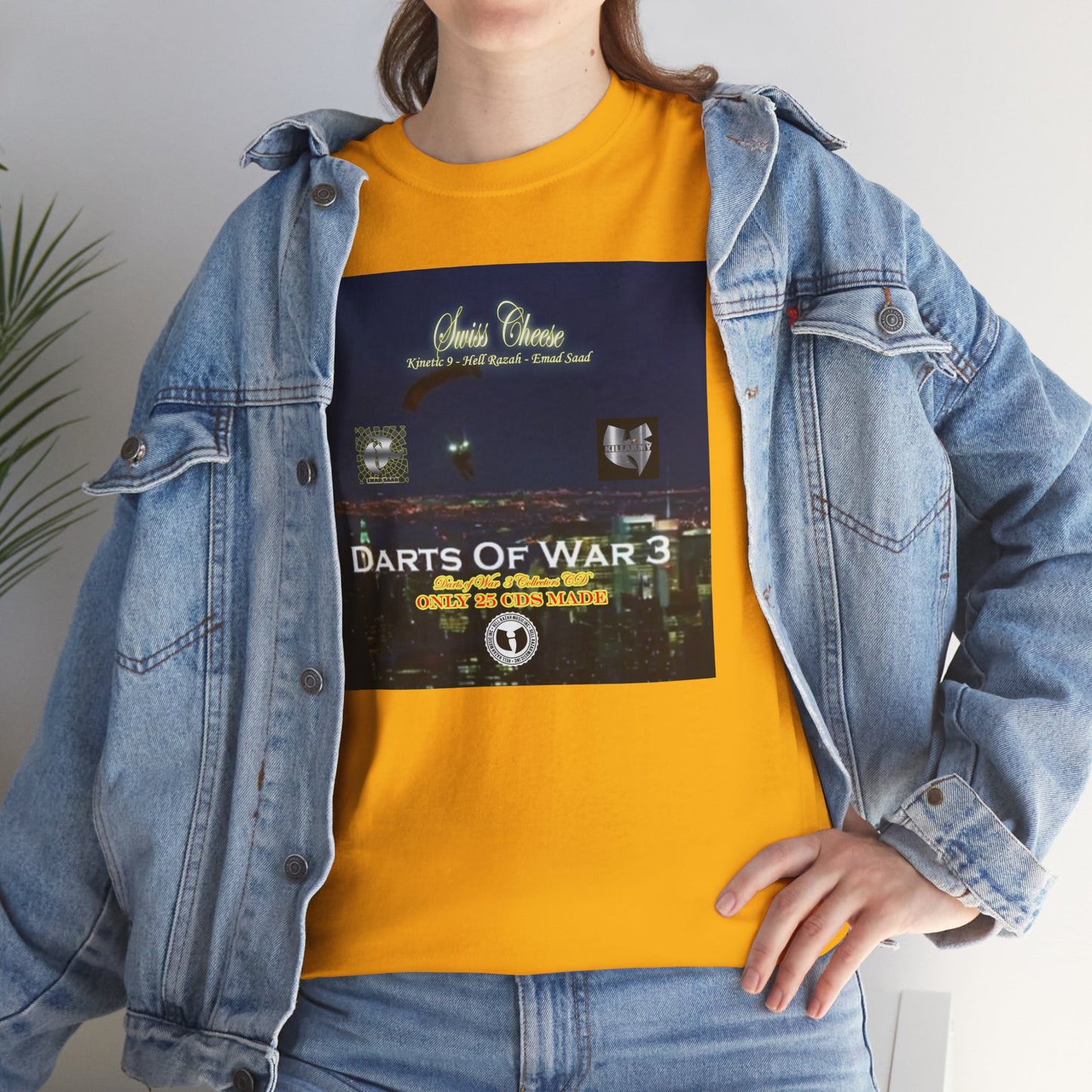 Darts of War 3 T-Shirt, Unisex Cotton Tee, Swiss CheeseHell Razah Kinetic 9