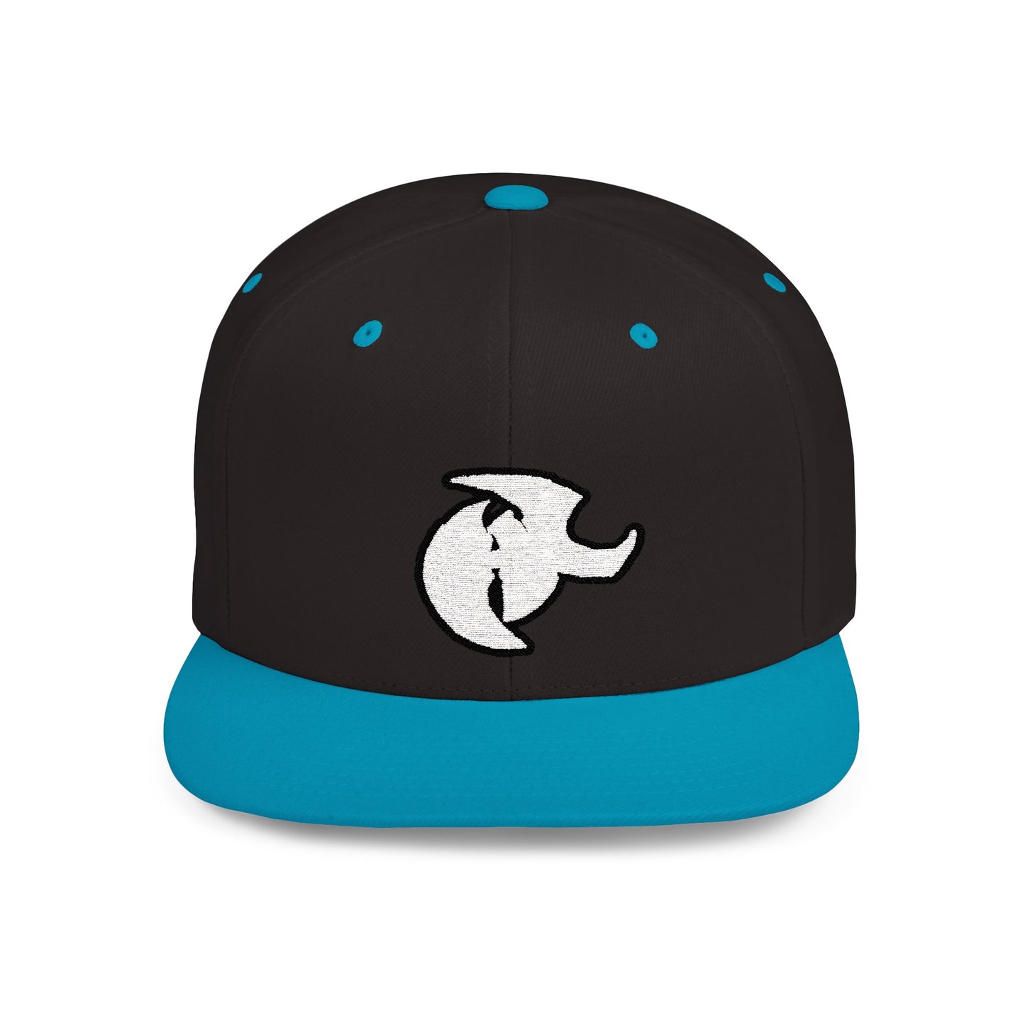 HK Logo Flat Bill Snapback - Trendy White Cap for Casual Style