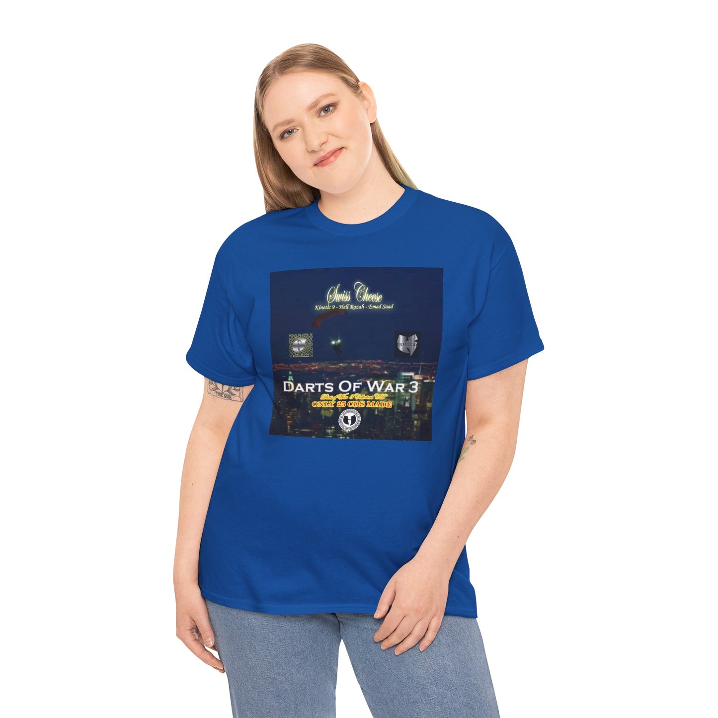 Darts of War 3 T-Shirt, Unisex Cotton Tee, Swiss CheeseHell Razah Kinetic 9