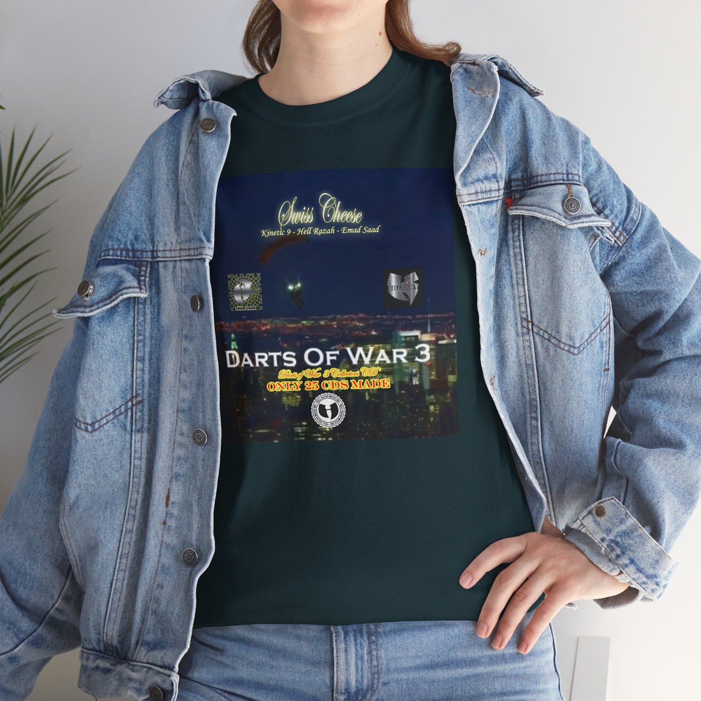 Darts of War 3 T-Shirt, Unisex Cotton Tee, Swiss CheeseHell Razah Kinetic 9