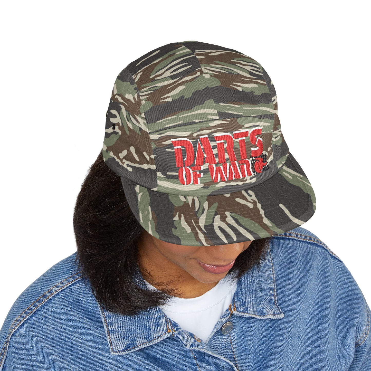 Darts Embroidered 5 Panel Cap | Trendy Camo Hat