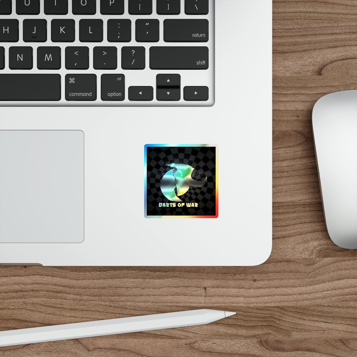 Holographic Die-Cut Sticker — Iridescent 'Darts of War' Logo