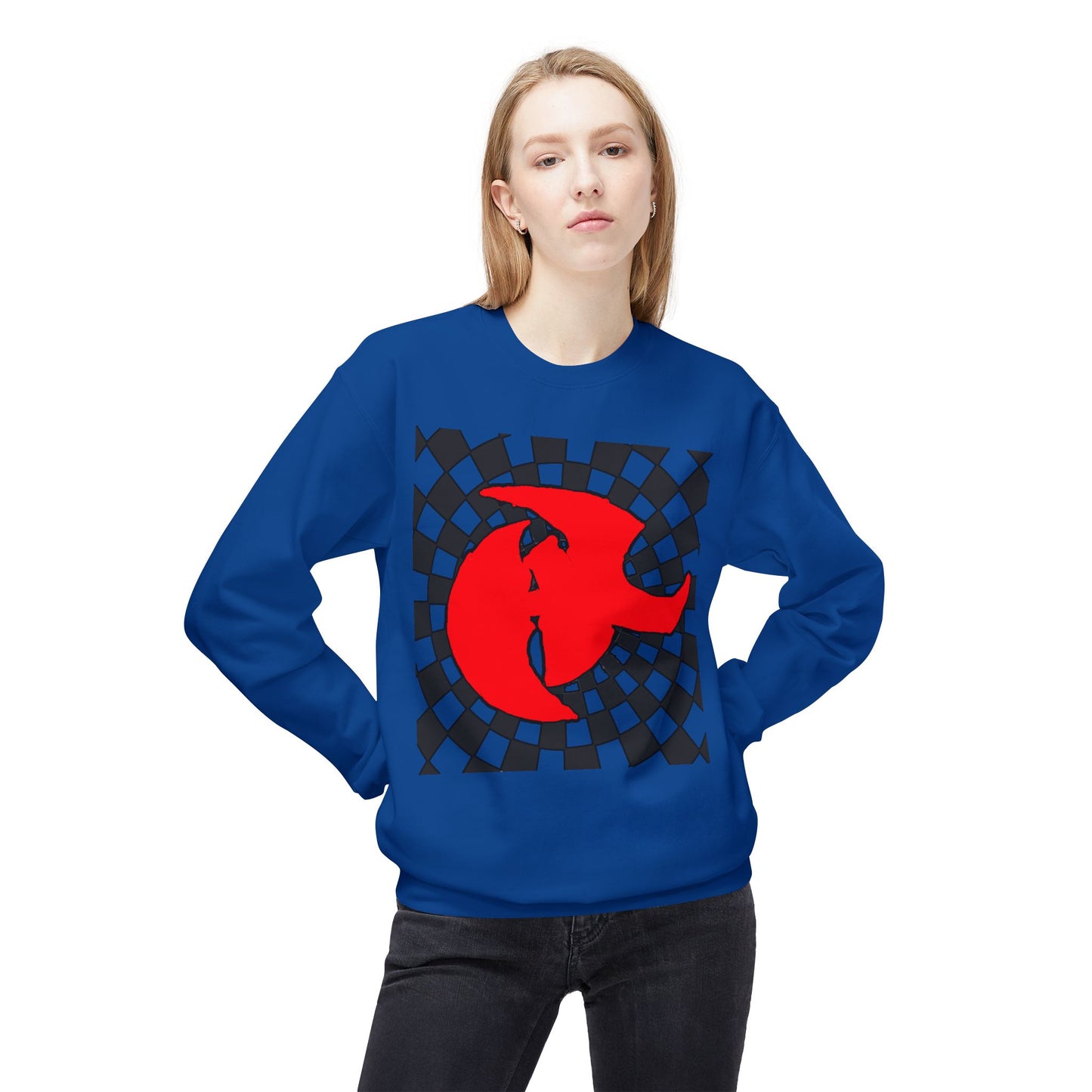 HK LOGO Unisex Fleece Sweatshirt with Bold Red Graphic