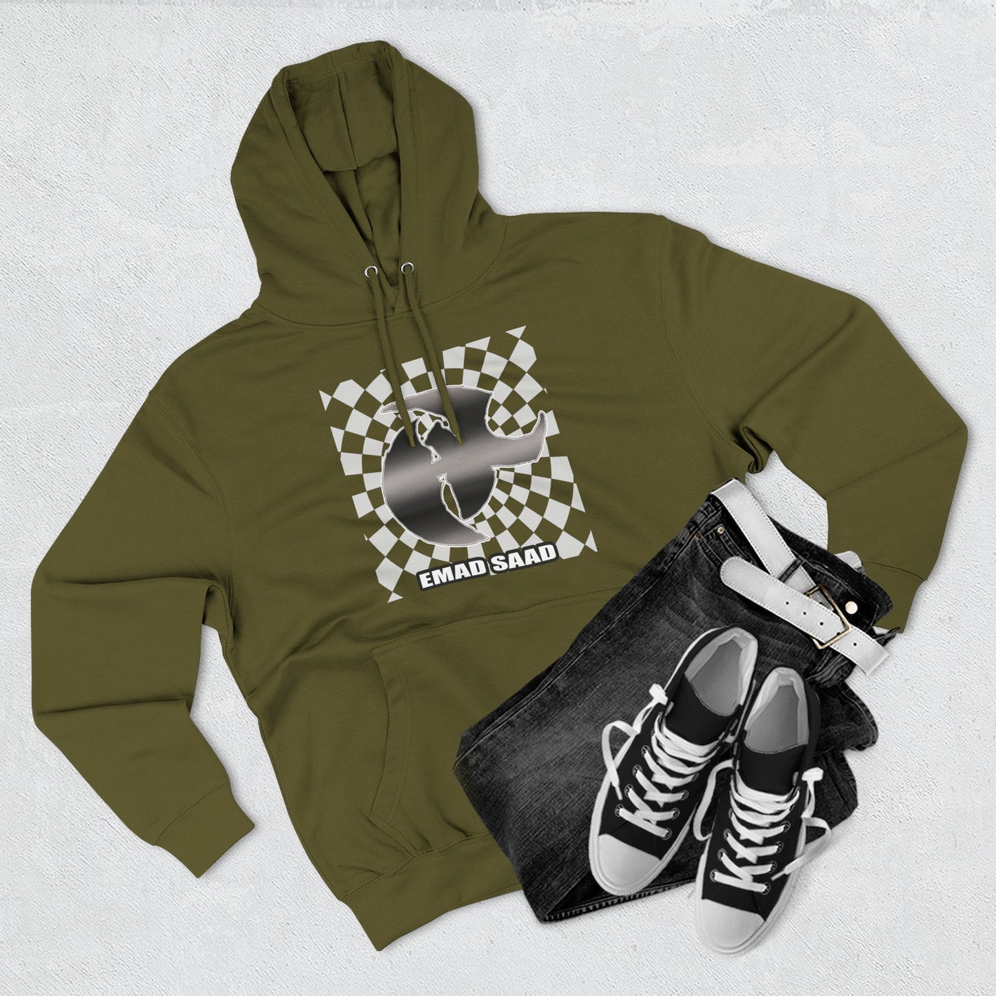Emad Saad HK Checkerboard Skate Hoodie Graphic Pullover