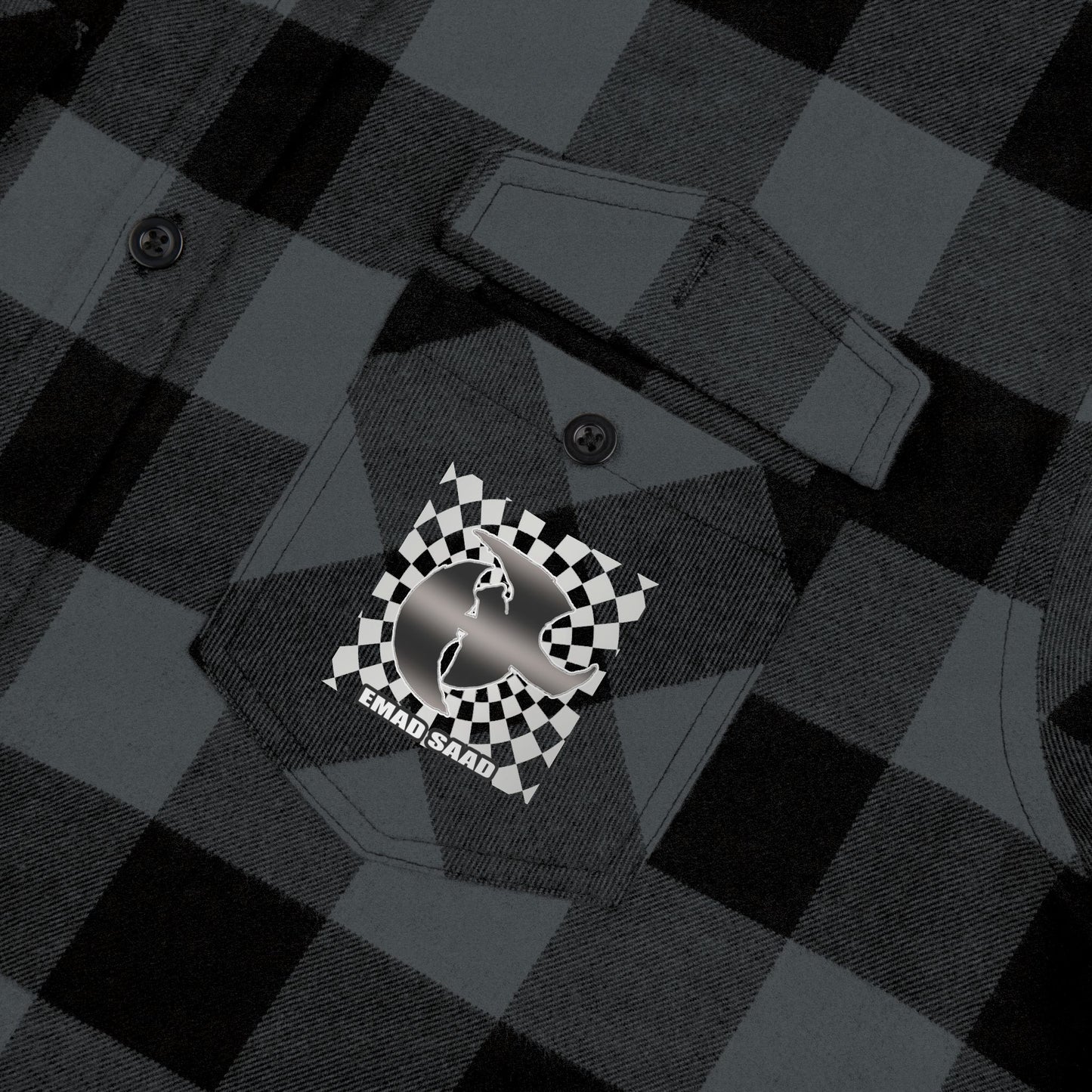 HK Logo Unisex Flannel Shirt with Checkered Design - Perfect for Casual Style & Outdoor Adventures