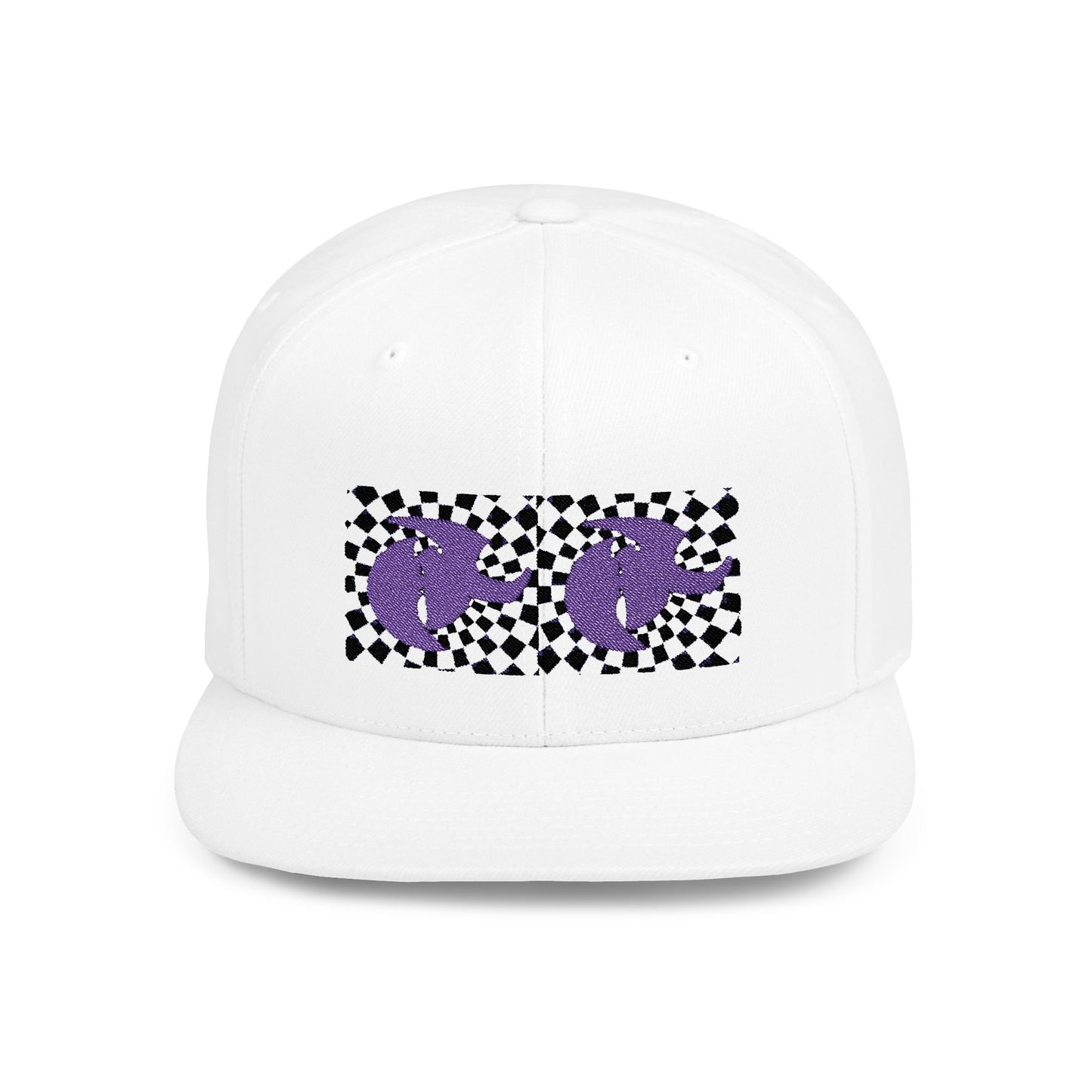 HK LOGO  Checkerboard Flat Bill Snapback CAP