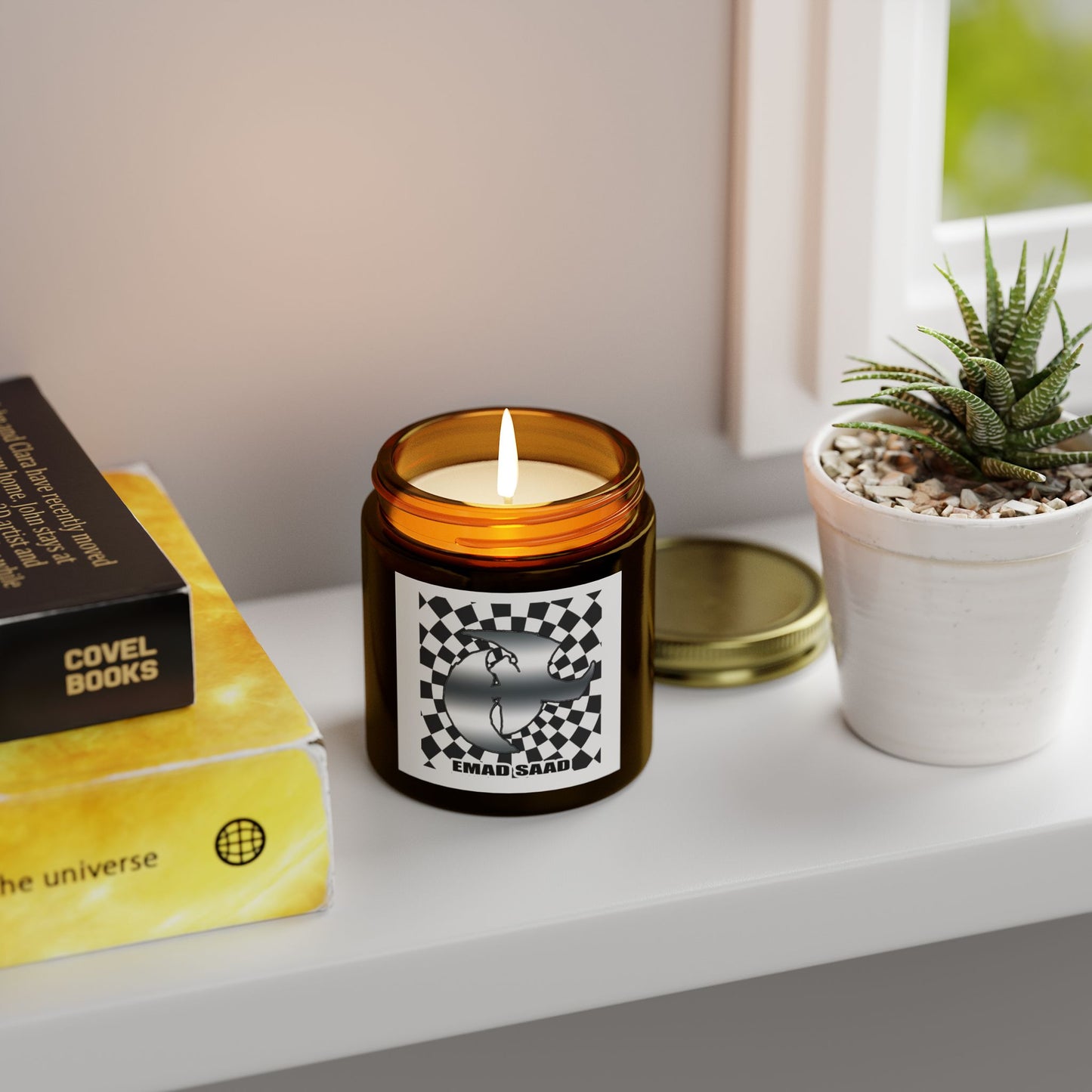 Emad Saad Scented Candle – Coconut Apricot Wax (4oz & 9oz) – Relaxing Home Fragrance