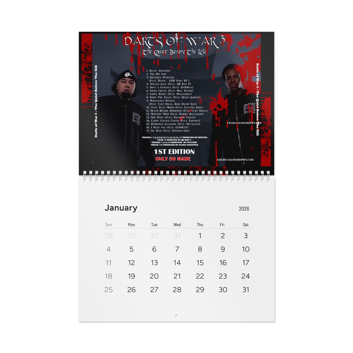 DARTS OF WAR 3  2026 Wall Calendar