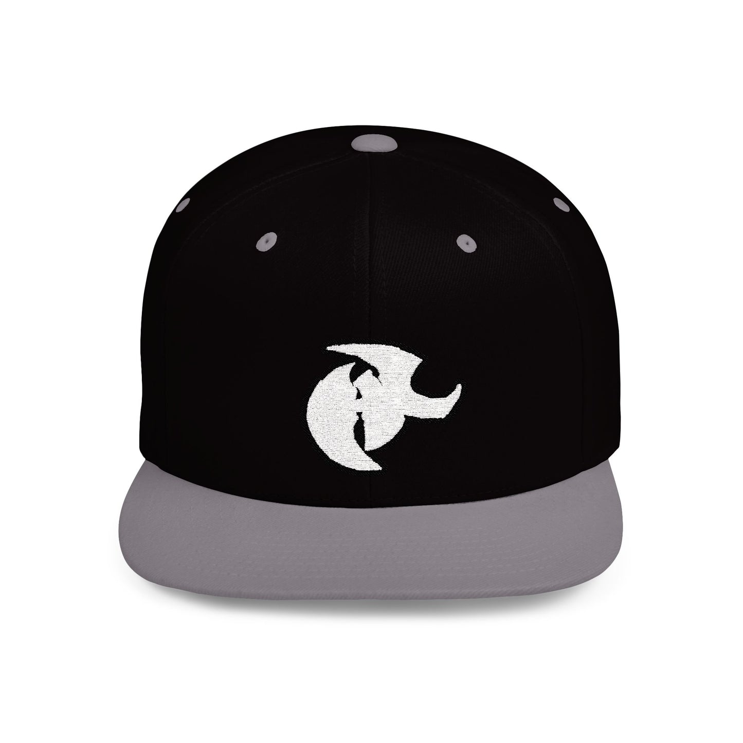 HK Logo Flat Bill Snapback - Trendy White Cap for Casual Style