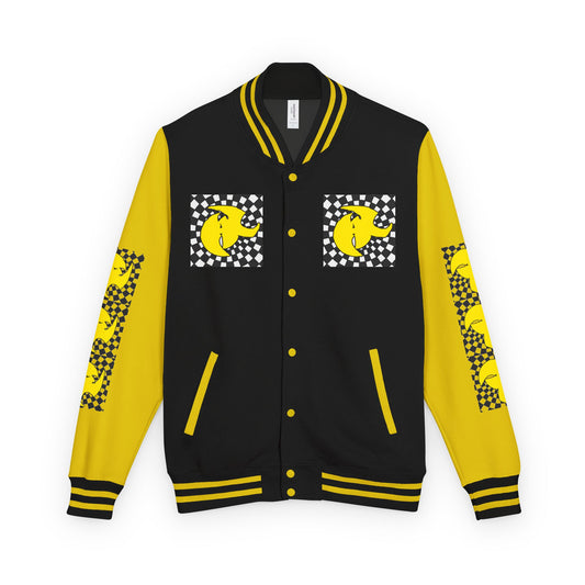 HK CREW Heavyweight Letterman Jacket with Retro Graphic Design