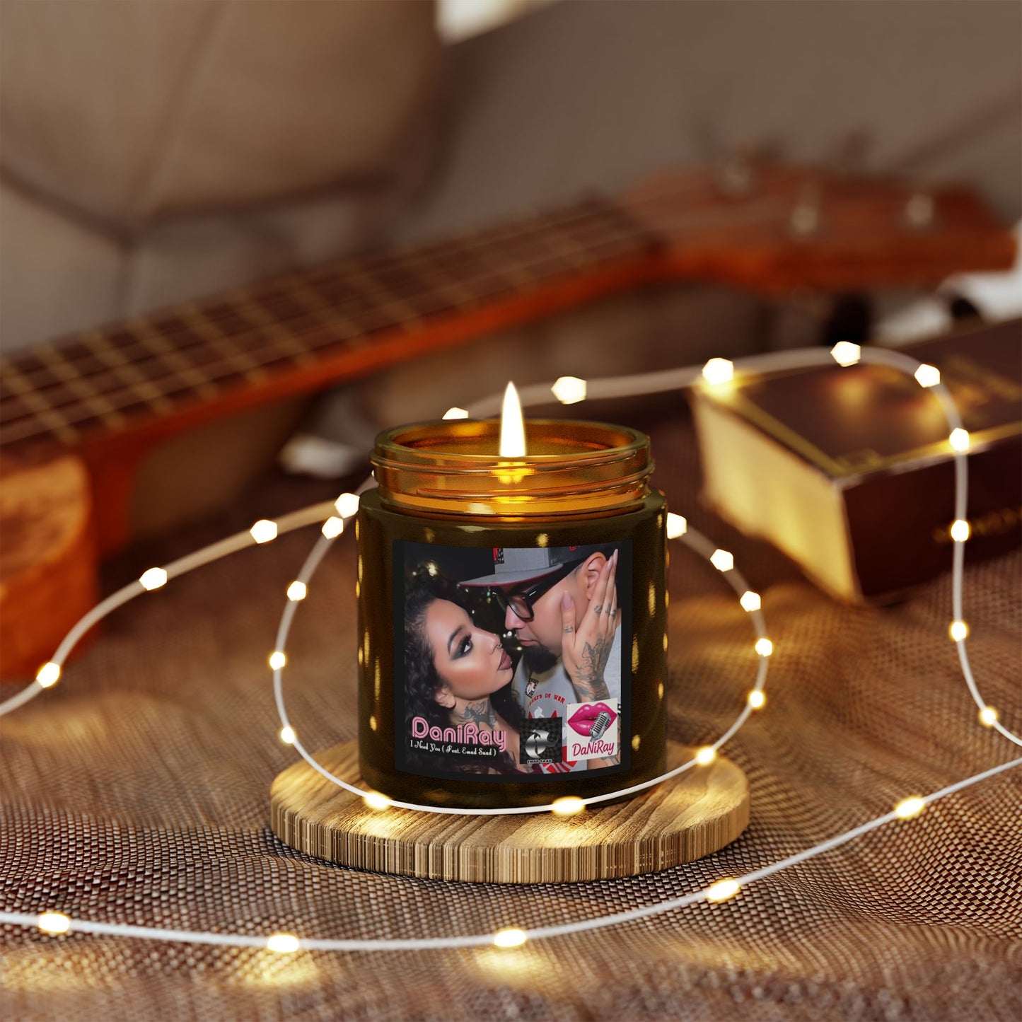 I Need You Scented Candle — 4oz/9oz Amber Jar (Romantic Kiss Label)