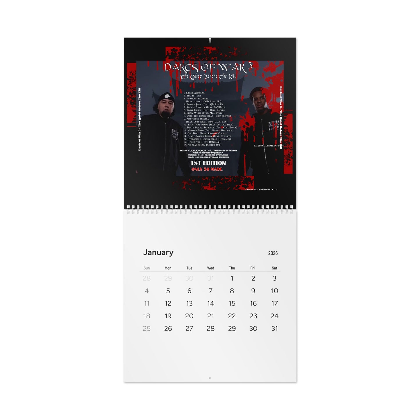DARTS OF WAR 3  2026 Wall Calendar