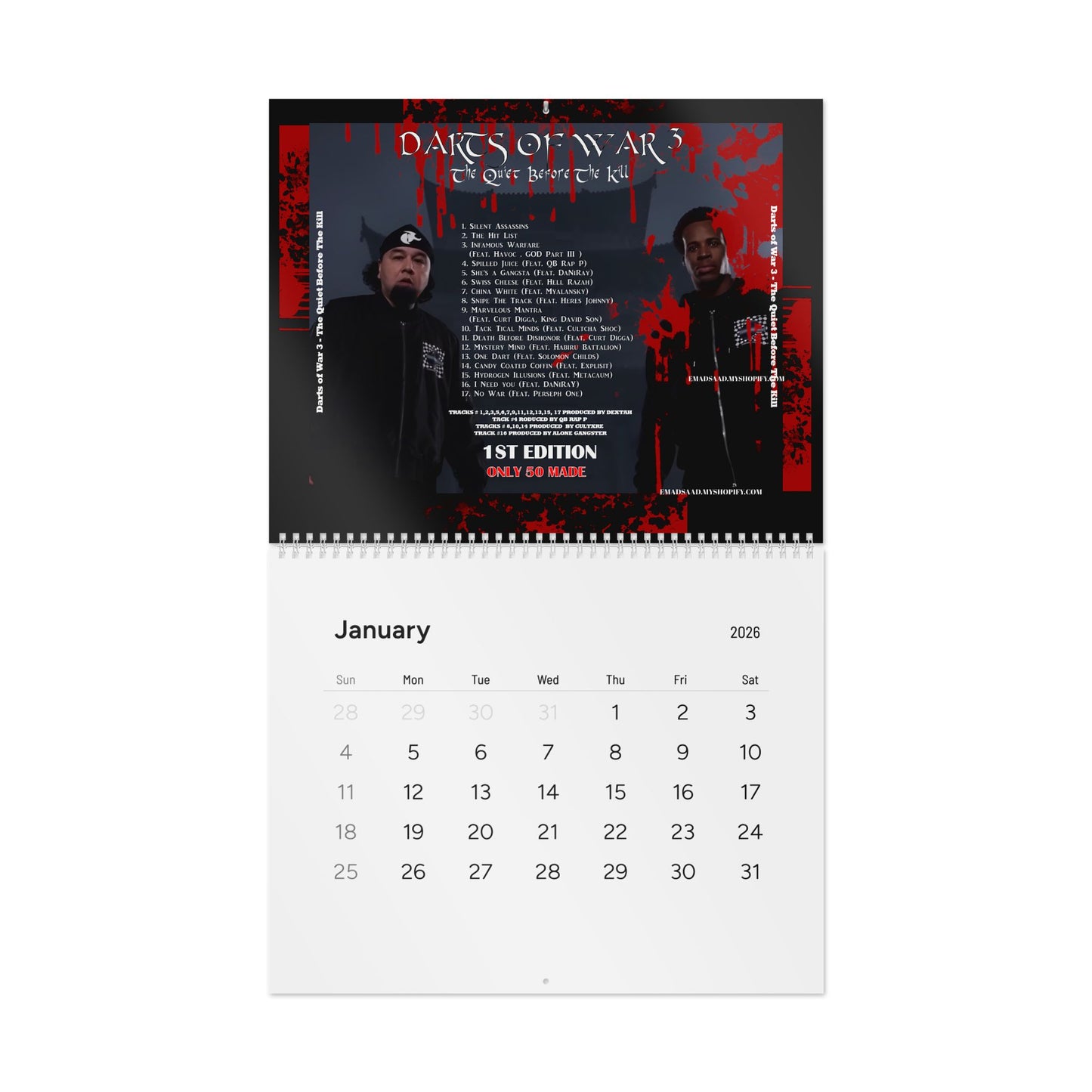 DARTS OF WAR 3  2026 Wall Calendar