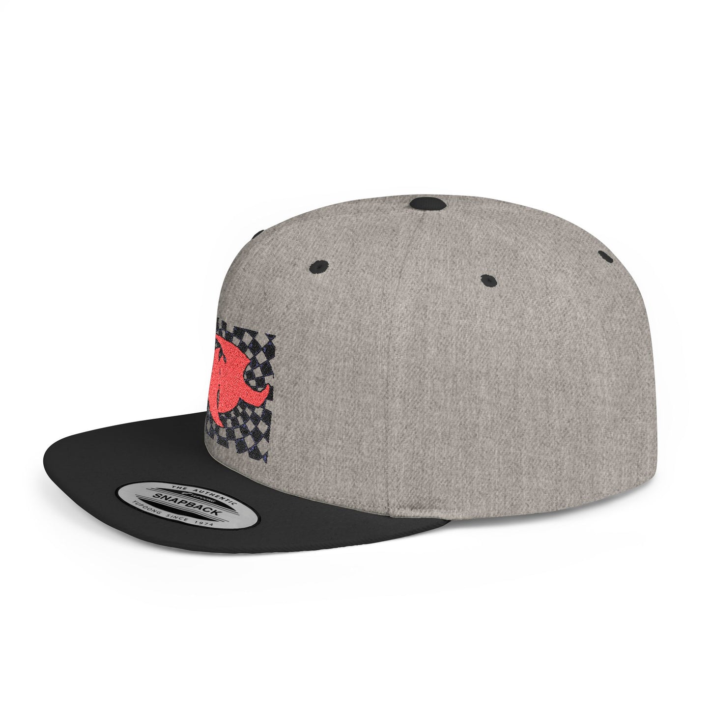 HK Logo Retro Checkerboard Flat Bill Snapback Hat