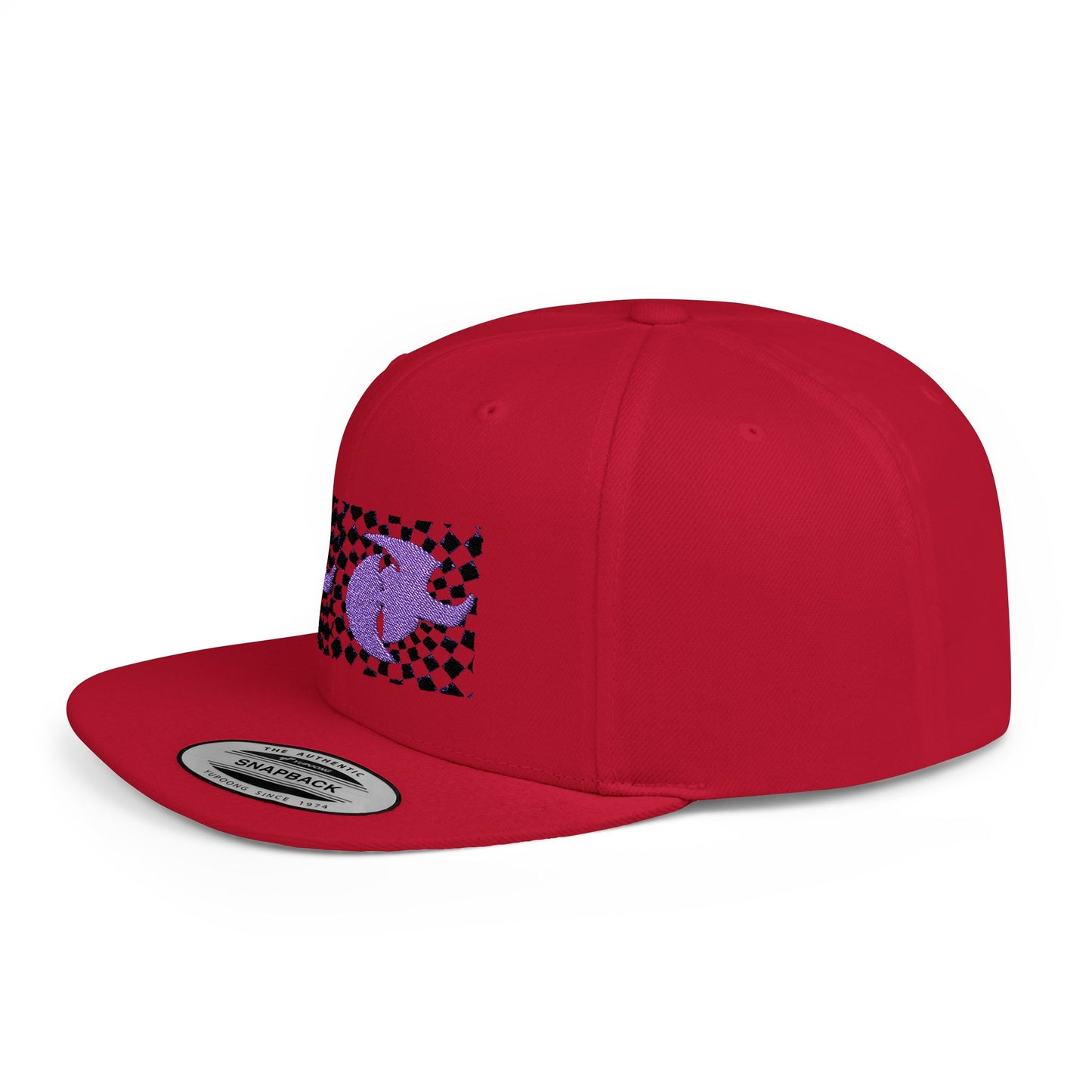 HK LOGO  Checkerboard Flat Bill Snapback CAP