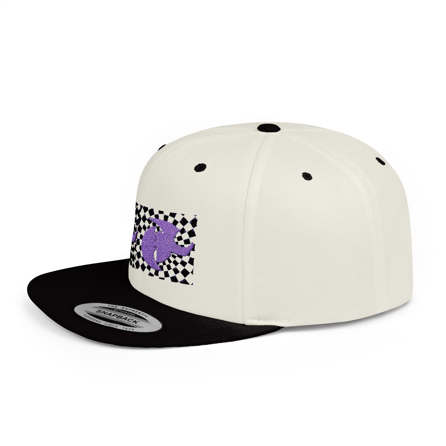 HK LOGO  Checkerboard Flat Bill Snapback CAP