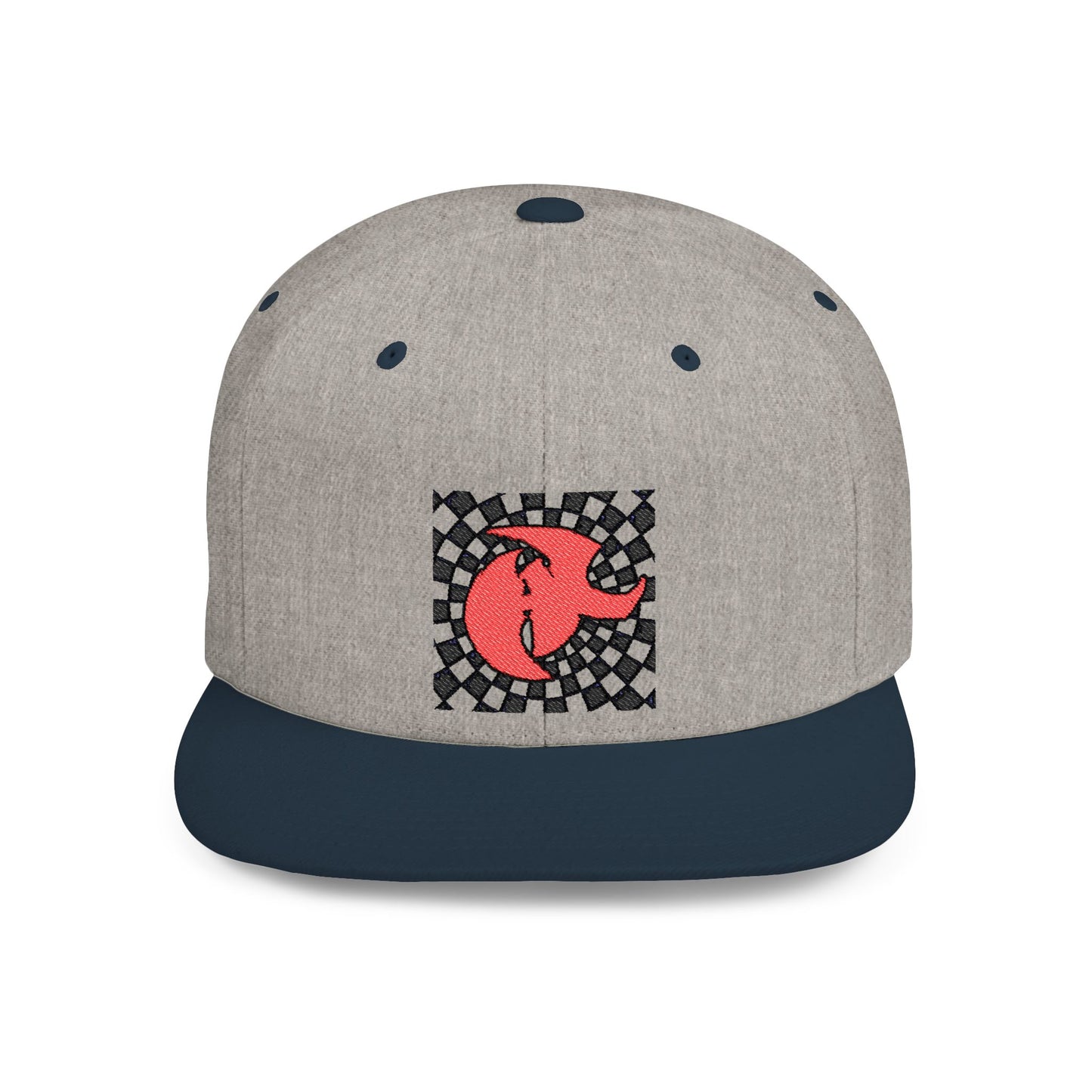 HK Logo Retro Checkerboard Flat Bill Snapback Hat