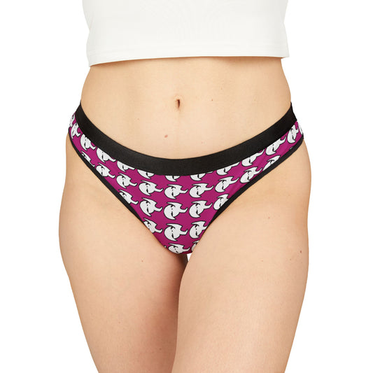 HK logo Playful Ghost Print Women's Thongs - Fun & Flirty Lingerie