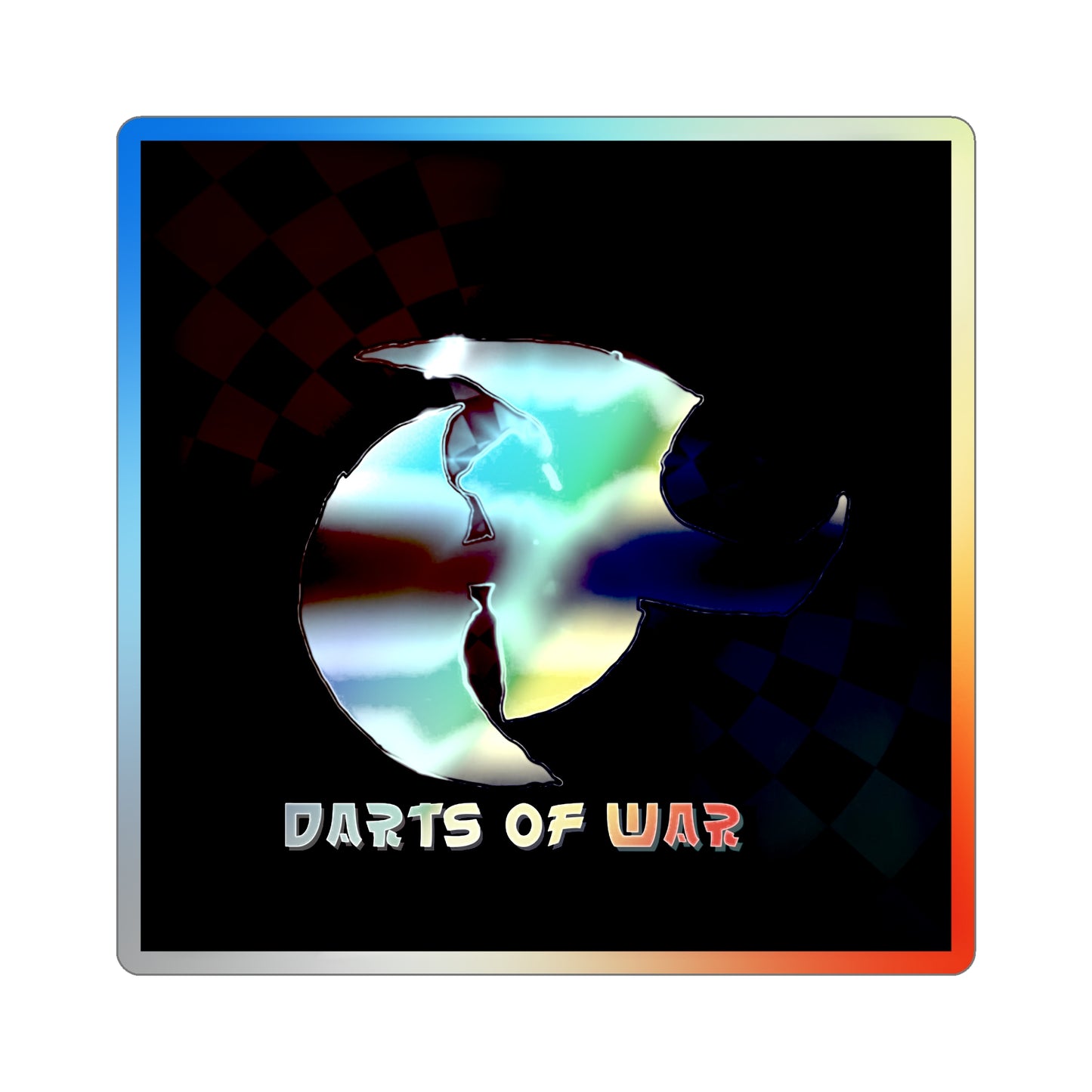 Holographic Die-Cut Sticker — Iridescent 'Darts of War' Logo