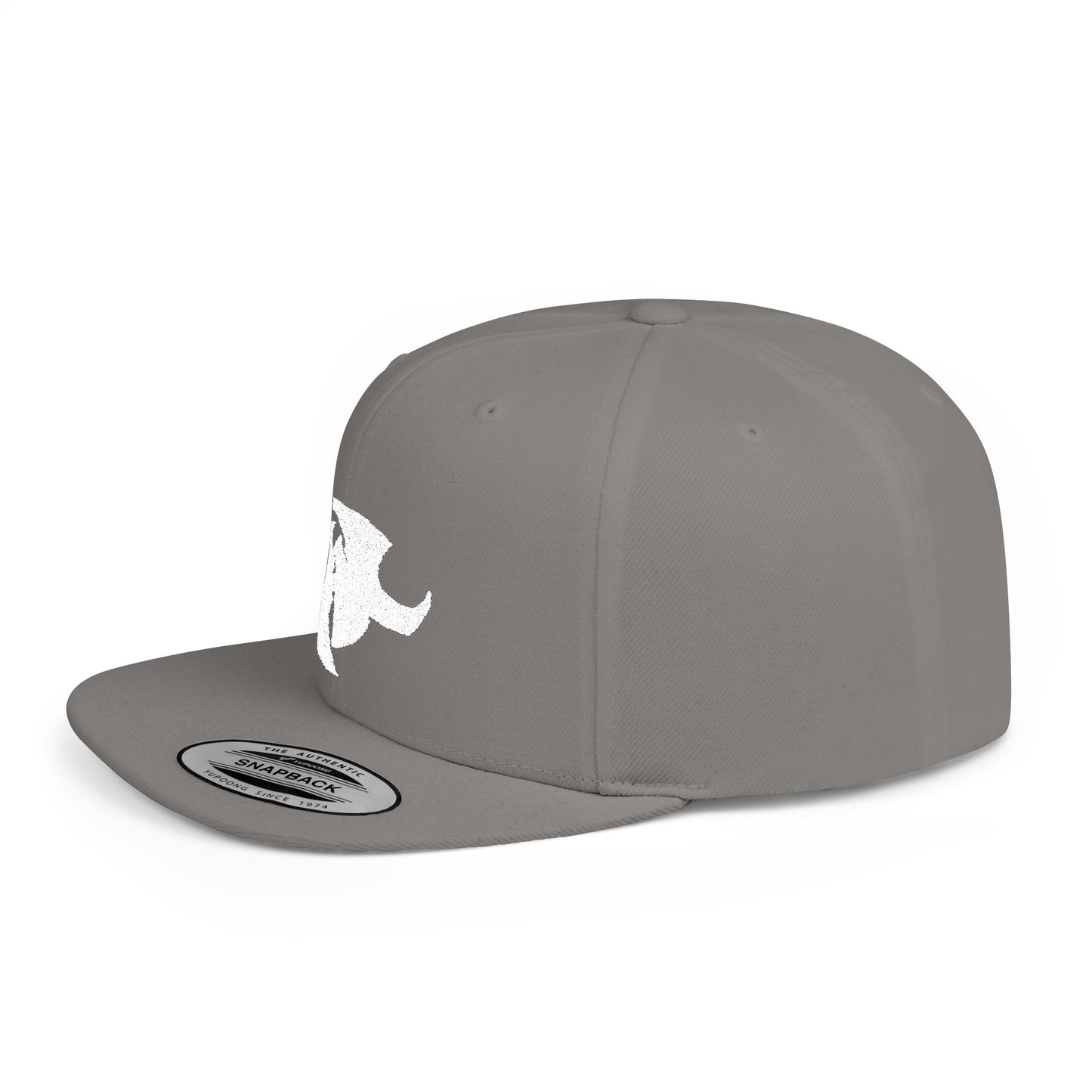 HK White LOGO  Flat Bill Snapback Hat | Stylish Casual Accessory