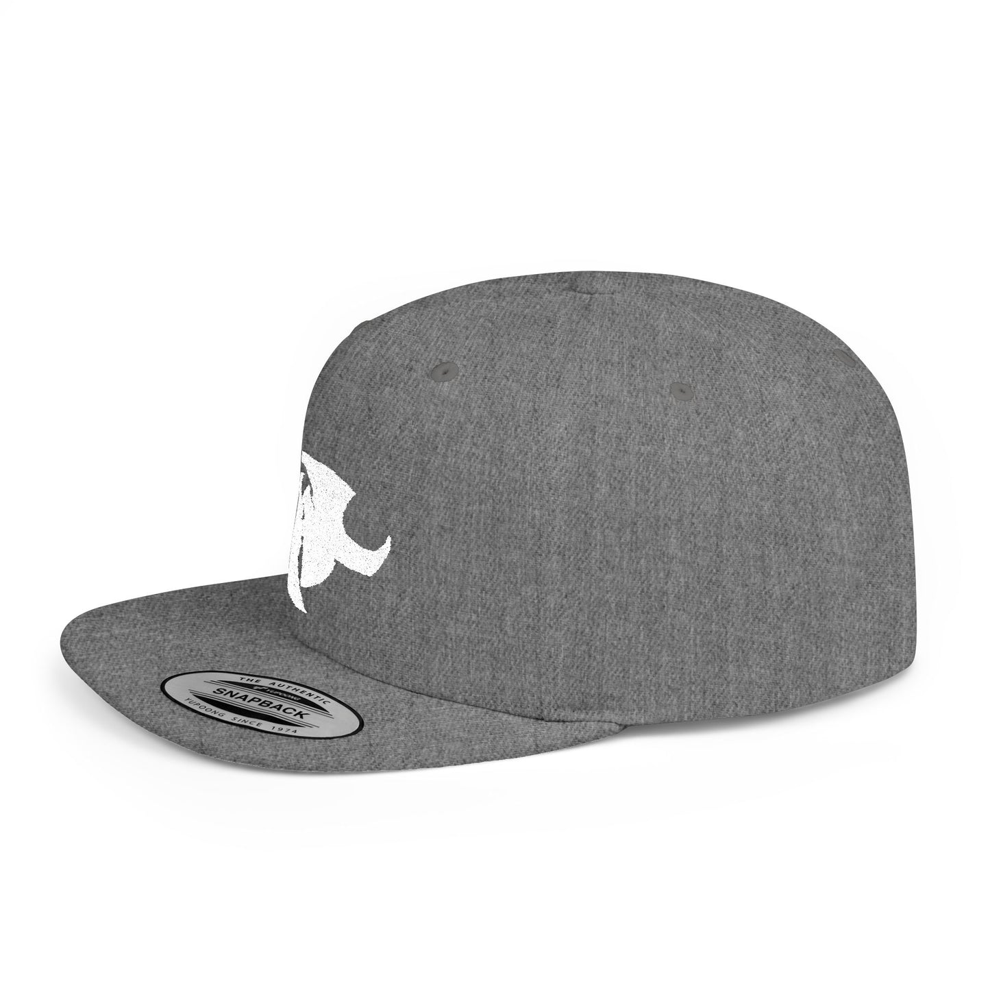 HK White LOGO  Flat Bill Snapback Hat | Stylish Casual Accessory