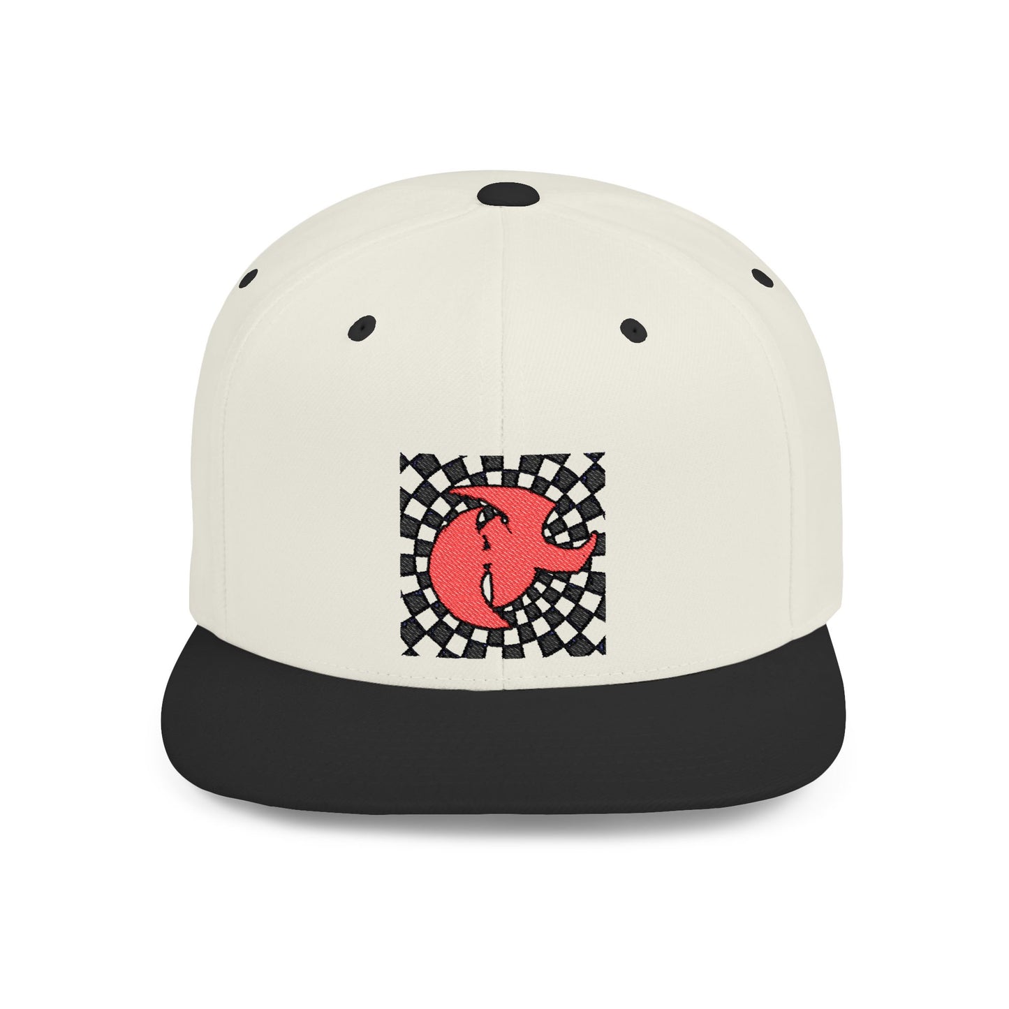 HK Logo Retro Checkerboard Flat Bill Snapback Hat