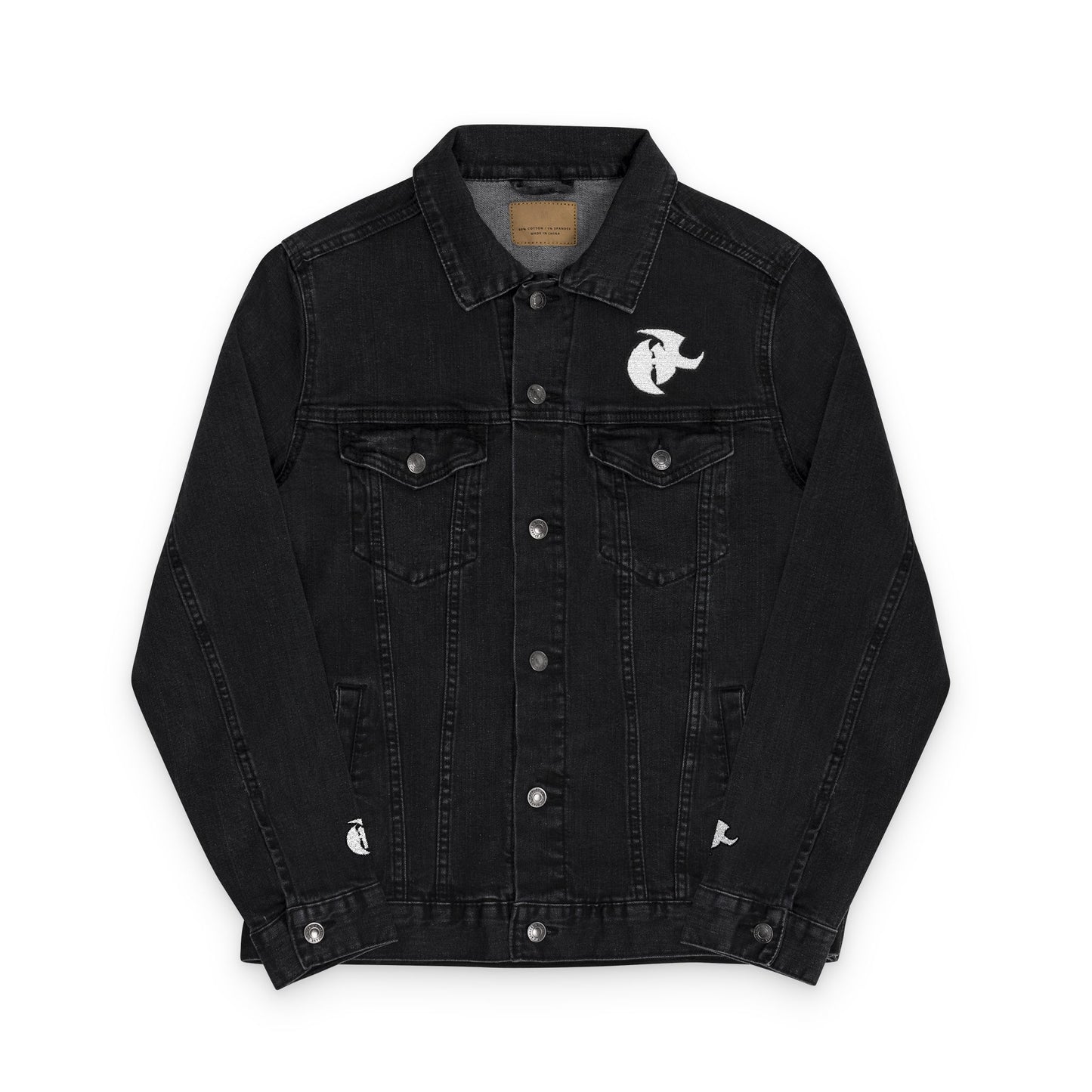 HK LOGO Embroidered Unisex Denim Jacket - Stylish and Versatile White Outerwear