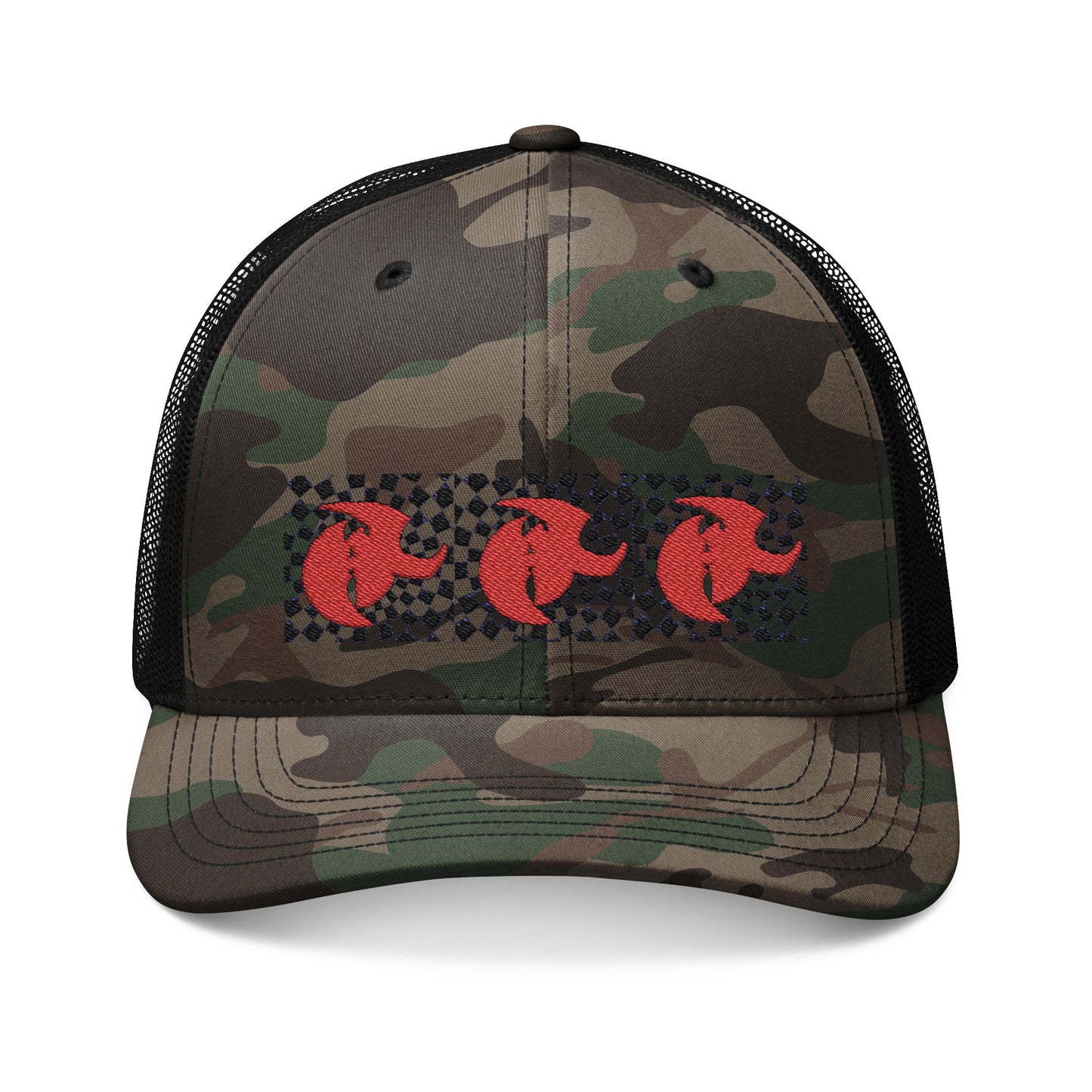 HK Logo Embroidered Camouflage Trucker Hat
