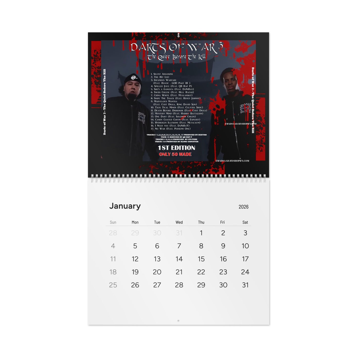 DARTS OF WAR 3  2026 Wall Calendar