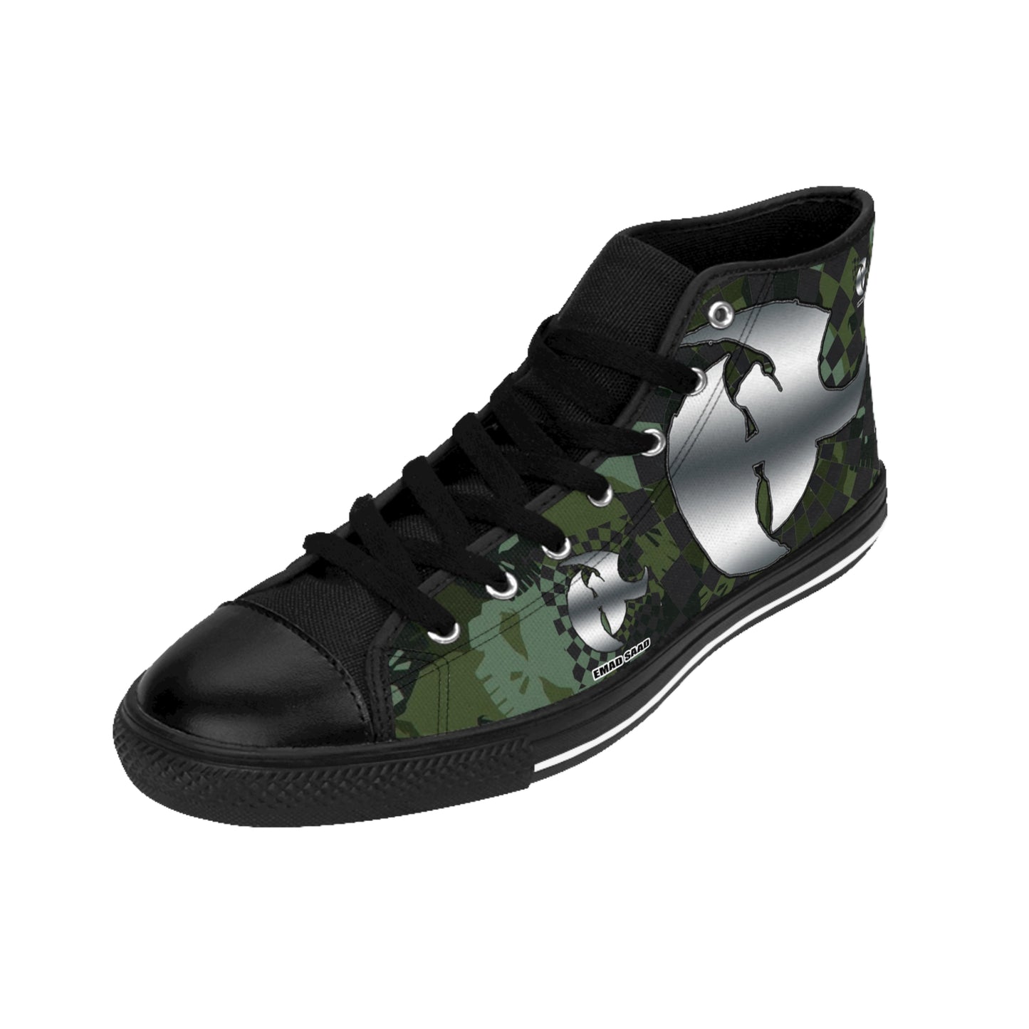 Men's Classic Sneakers - Stylish Green Camo High-Top Shoes for Casual Wear