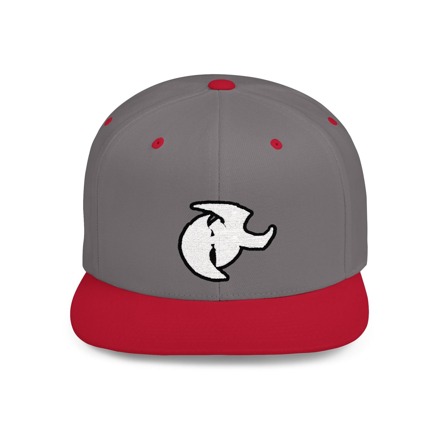 HK Logo Flat Bill Snapback - Trendy White Cap for Casual Style