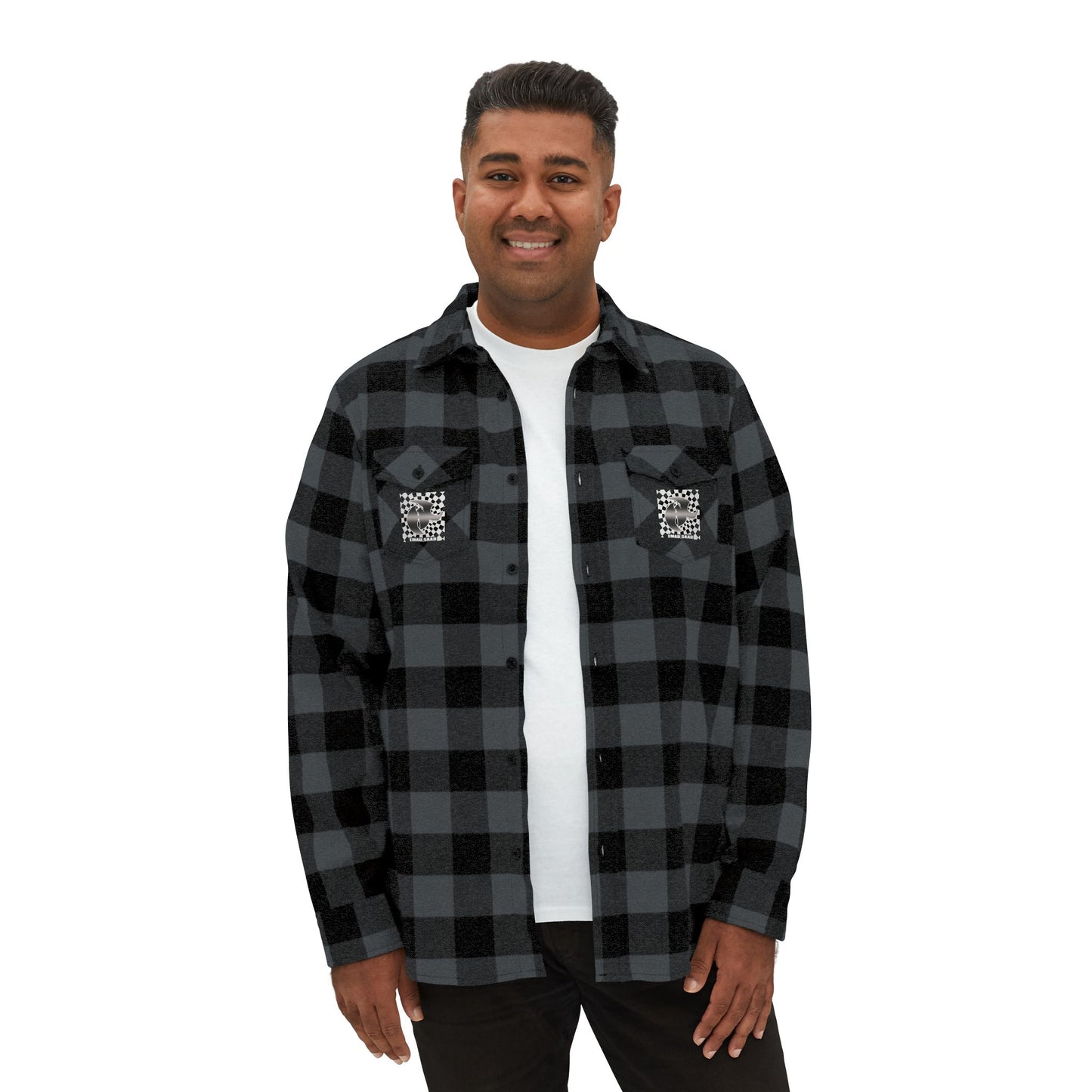 HK Logo Unisex Flannel Shirt with Checkered Design - Perfect for Casual Style & Outdoor Adventures