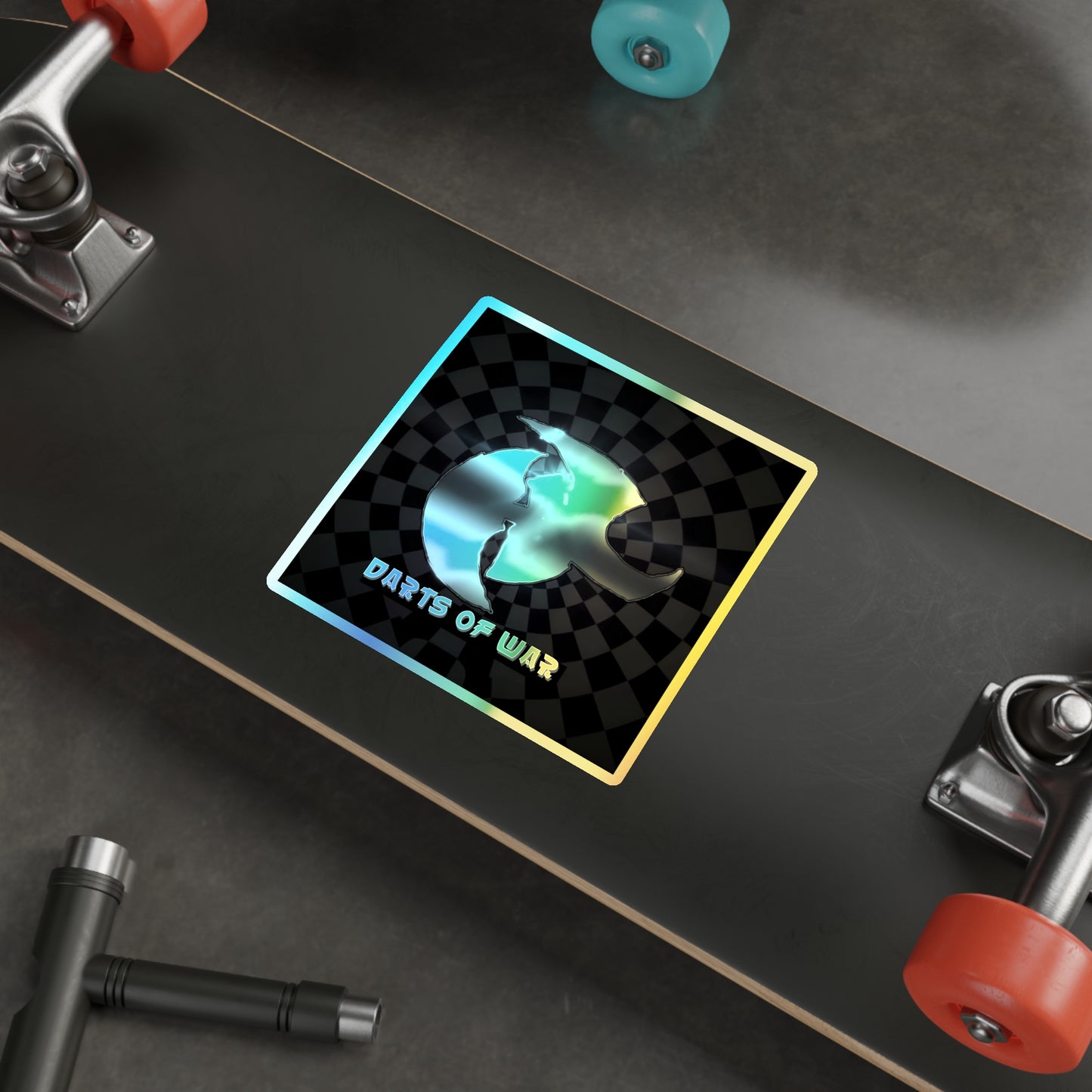 Holographic Die-Cut Sticker — Iridescent 'Darts of War' Logo