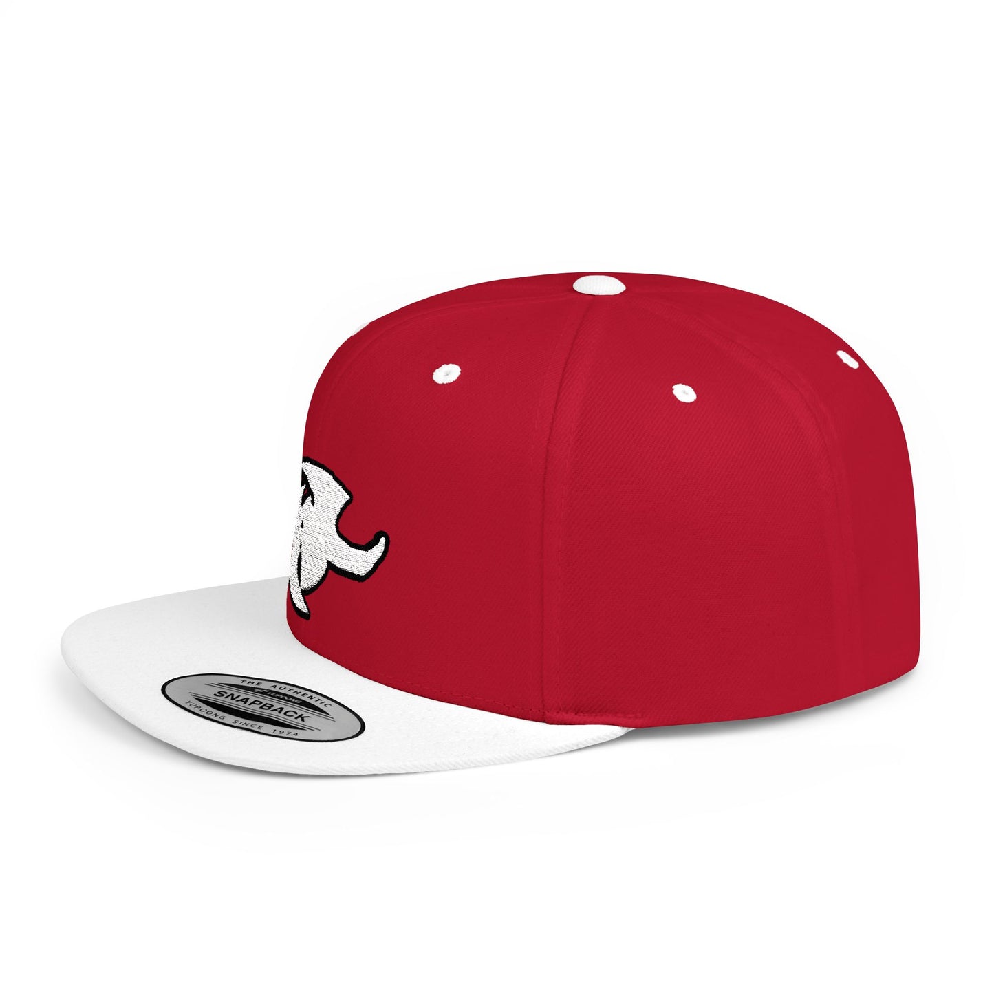 HK Logo Flat Bill Snapback - Trendy White Cap for Casual Style