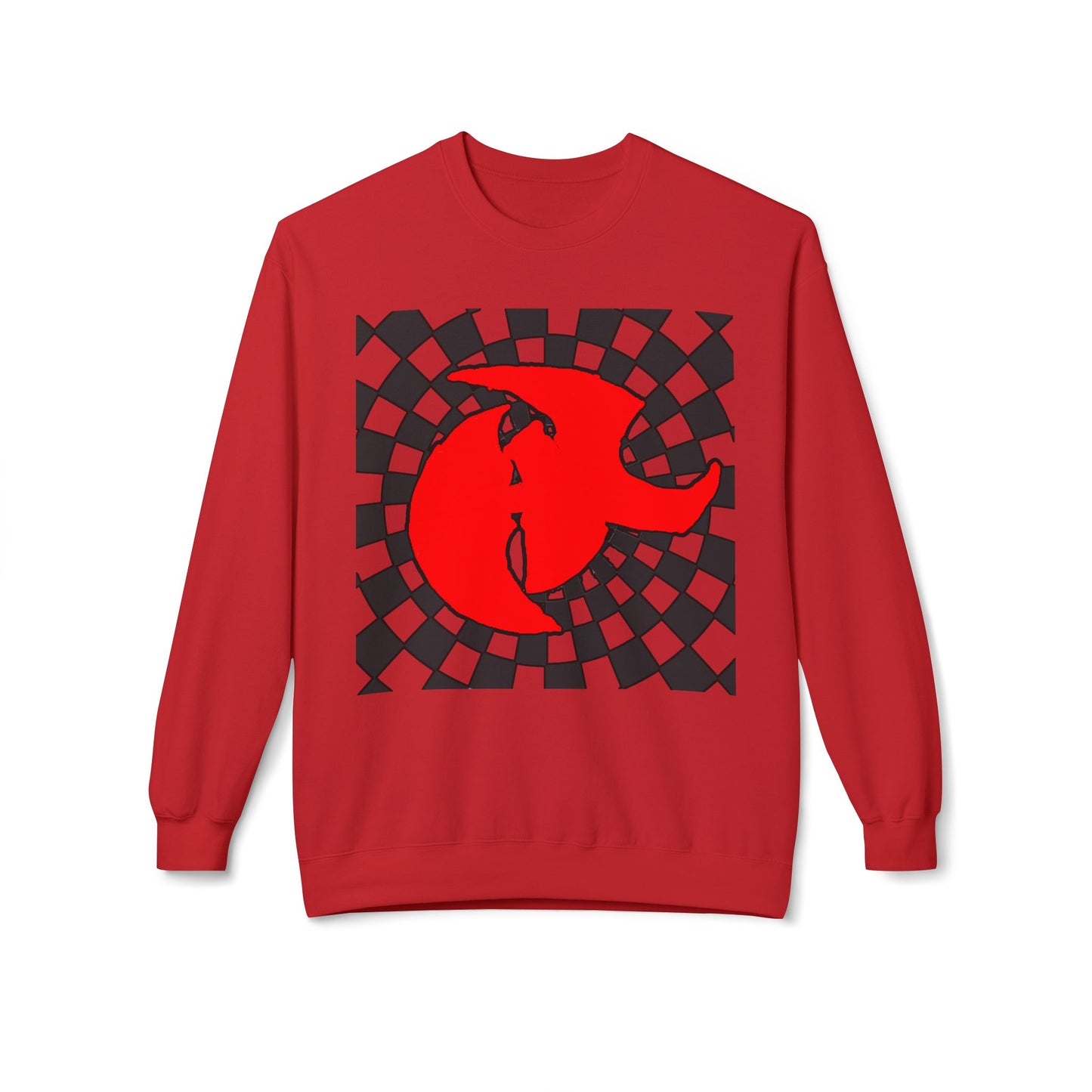 HK LOGO Unisex Fleece Sweatshirt with Bold Red Graphic