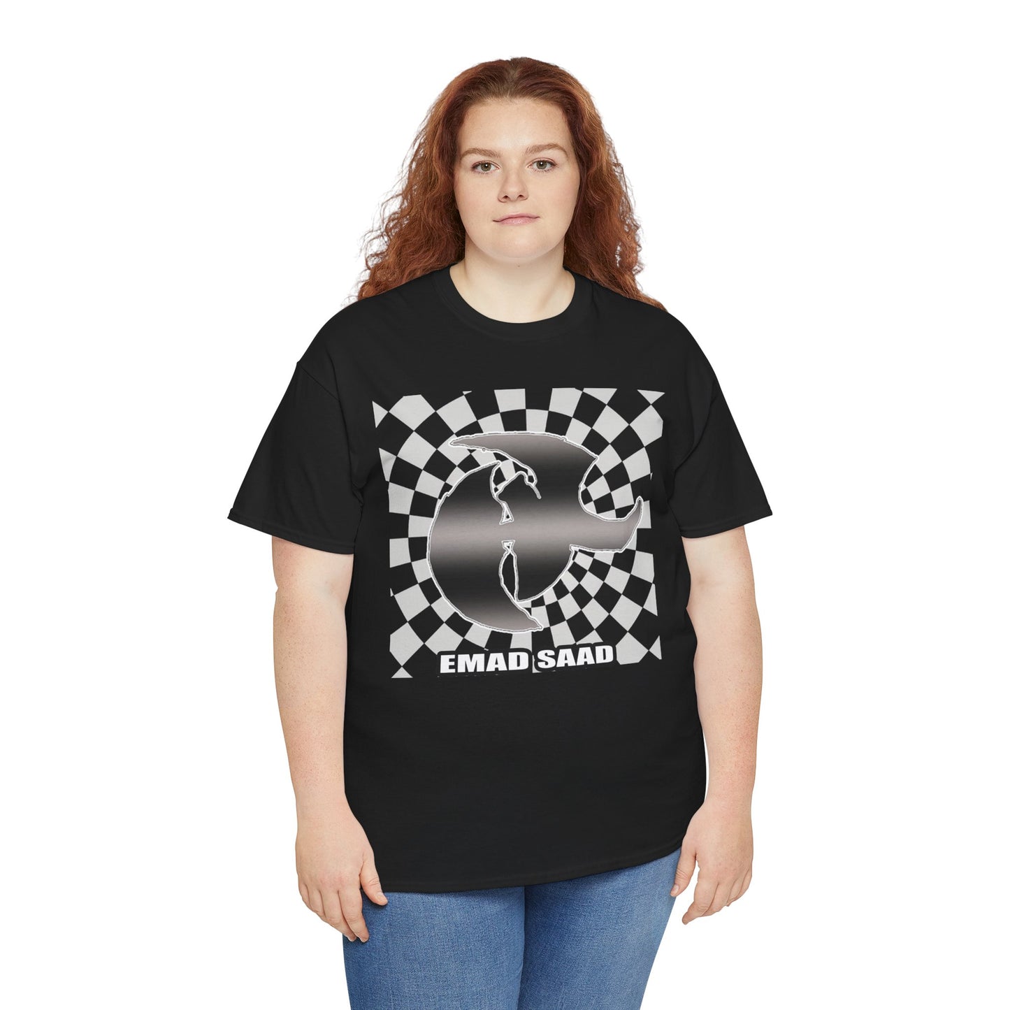 Emad Saad Checkerboard Graphic Unisex Heavy Cotton Tee