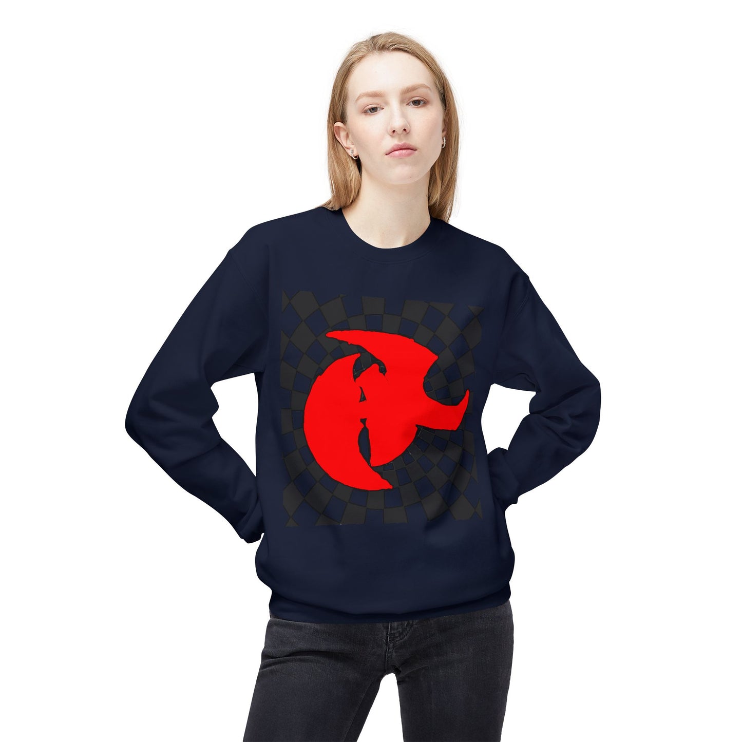 HK LOGO Unisex Fleece Sweatshirt with Bold Red Graphic