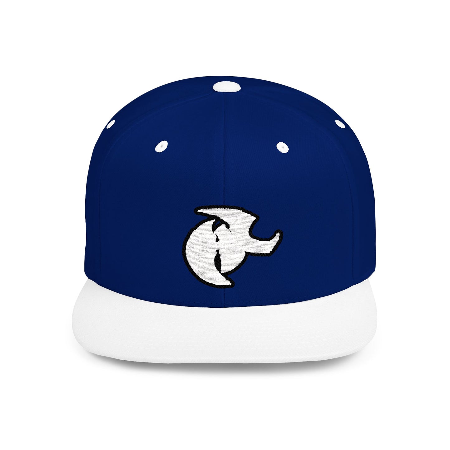 HK Logo Flat Bill Snapback - Trendy White Cap for Casual Style