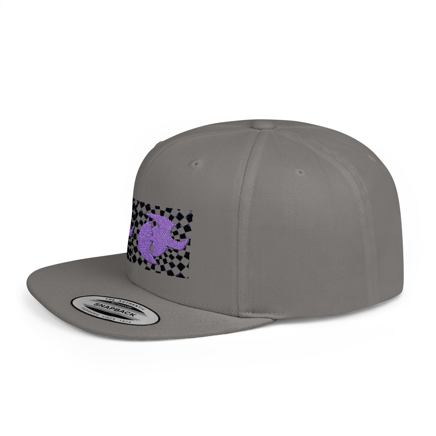 HK LOGO  Checkerboard Flat Bill Snapback CAP