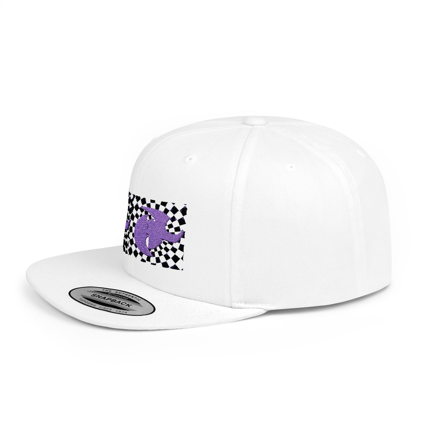 HK LOGO  Checkerboard Flat Bill Snapback CAP